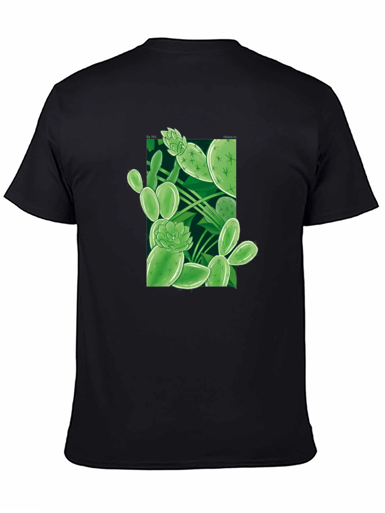 Black Stylish Cactus Print Black T-Shirt view 4