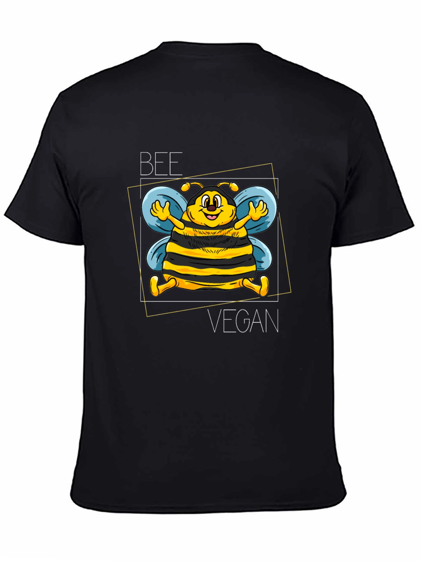 Black Bee Vegan Graphic Tee - Black Unisex T-Shirt view 4