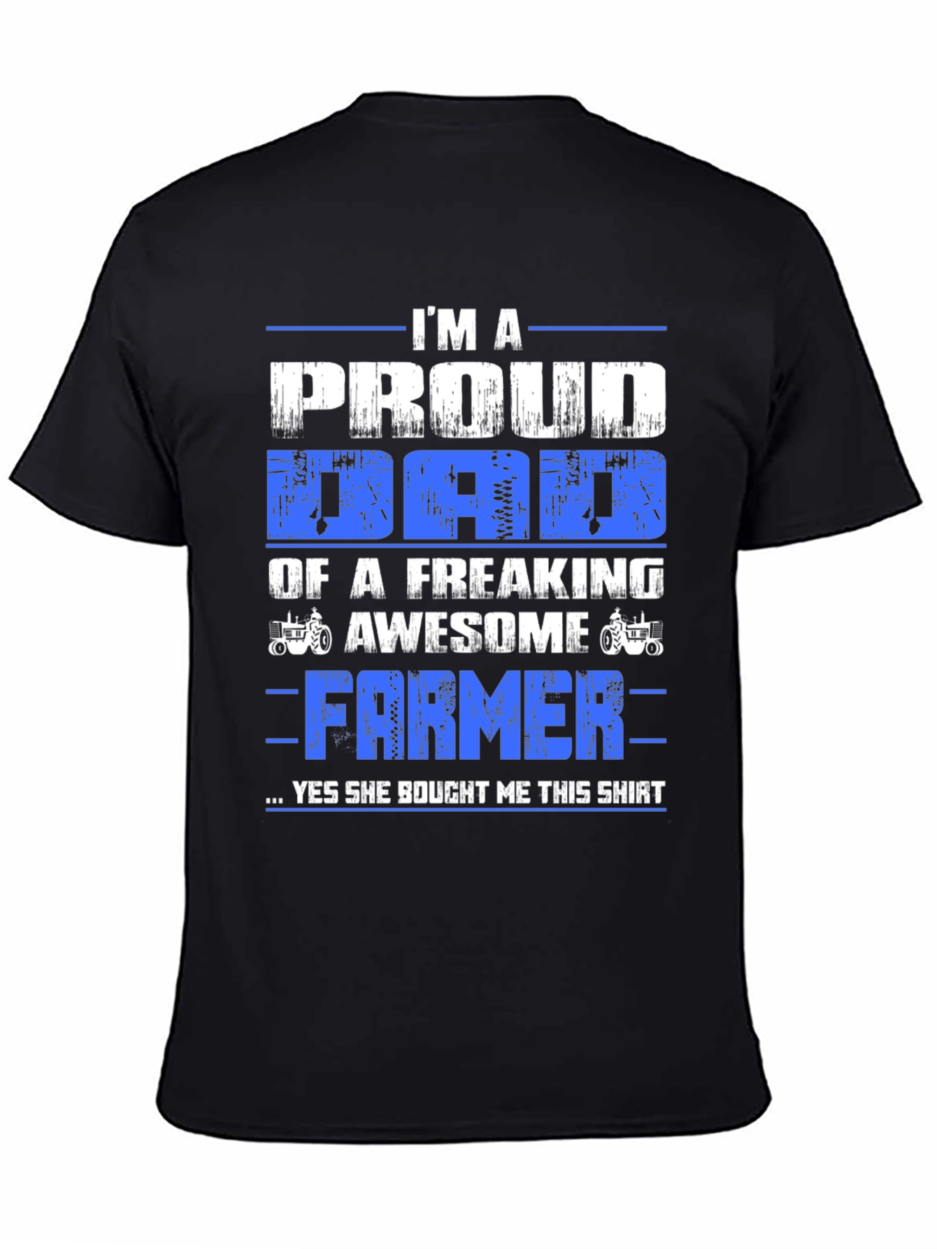 Black Proud Dad Farmer T-Shirt - Black Cotton Blend view 4