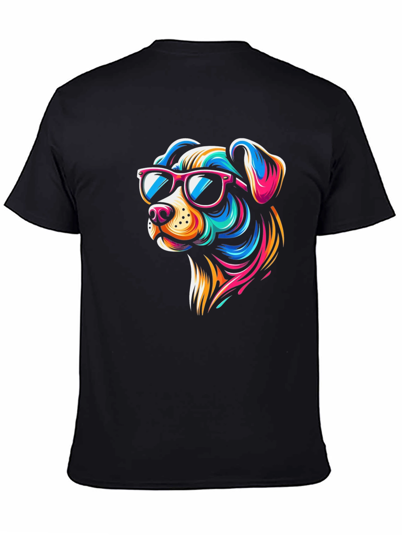 Black Cool Dog Graphic Tee - Black Cotton T-Shirt view 4