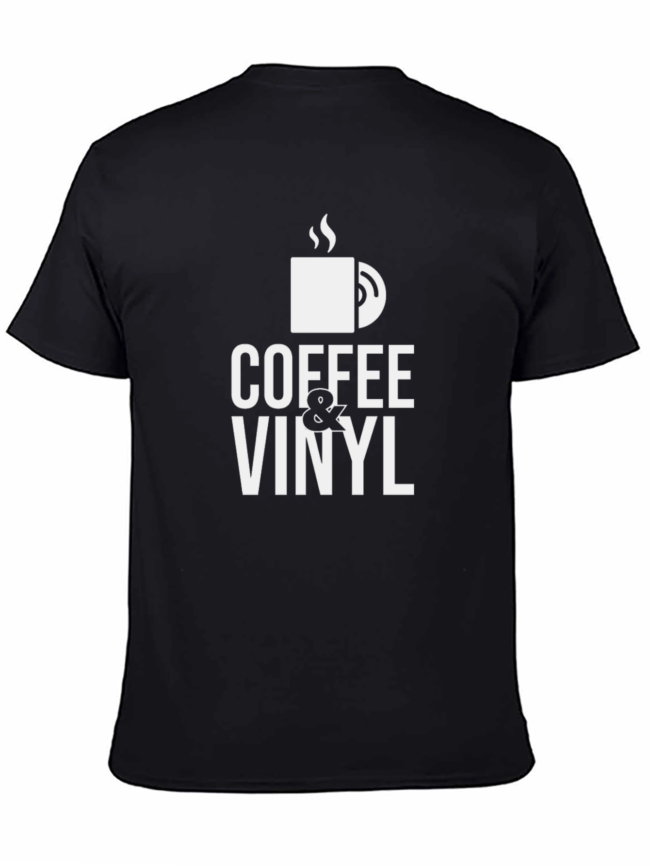Black Coffee & Vinyl Graphic Tee - Black Cotton Blend view 4