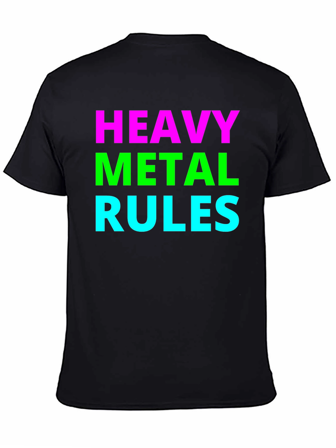 Black Heavy Metal Rules T-Shirt - Bold Graphic Tee view 4