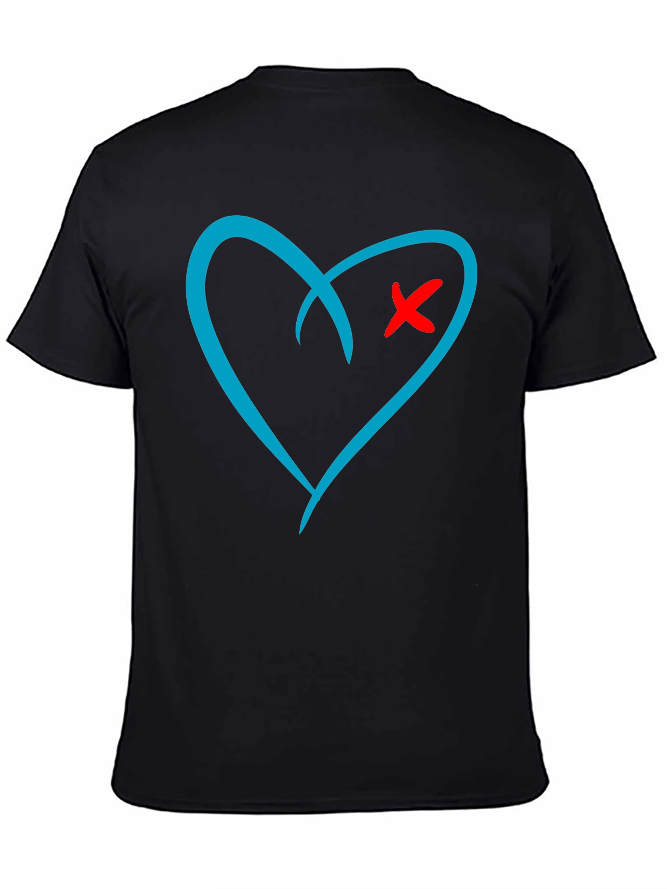 Black Heart X Graphic Print Black T-Shirt view 4