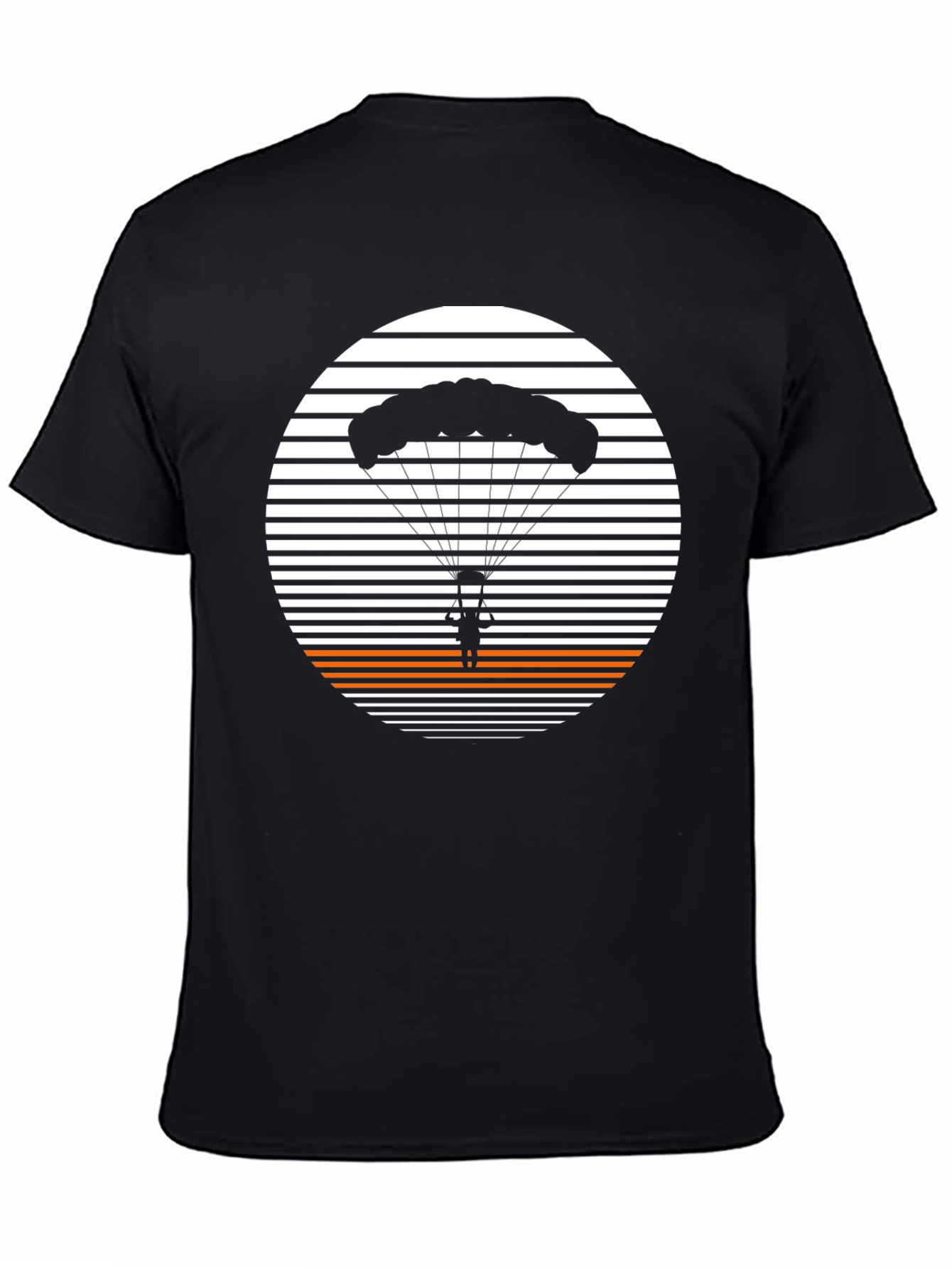 Black Parachute Graphic T-Shirt - Retro Skydiving Tee view 4