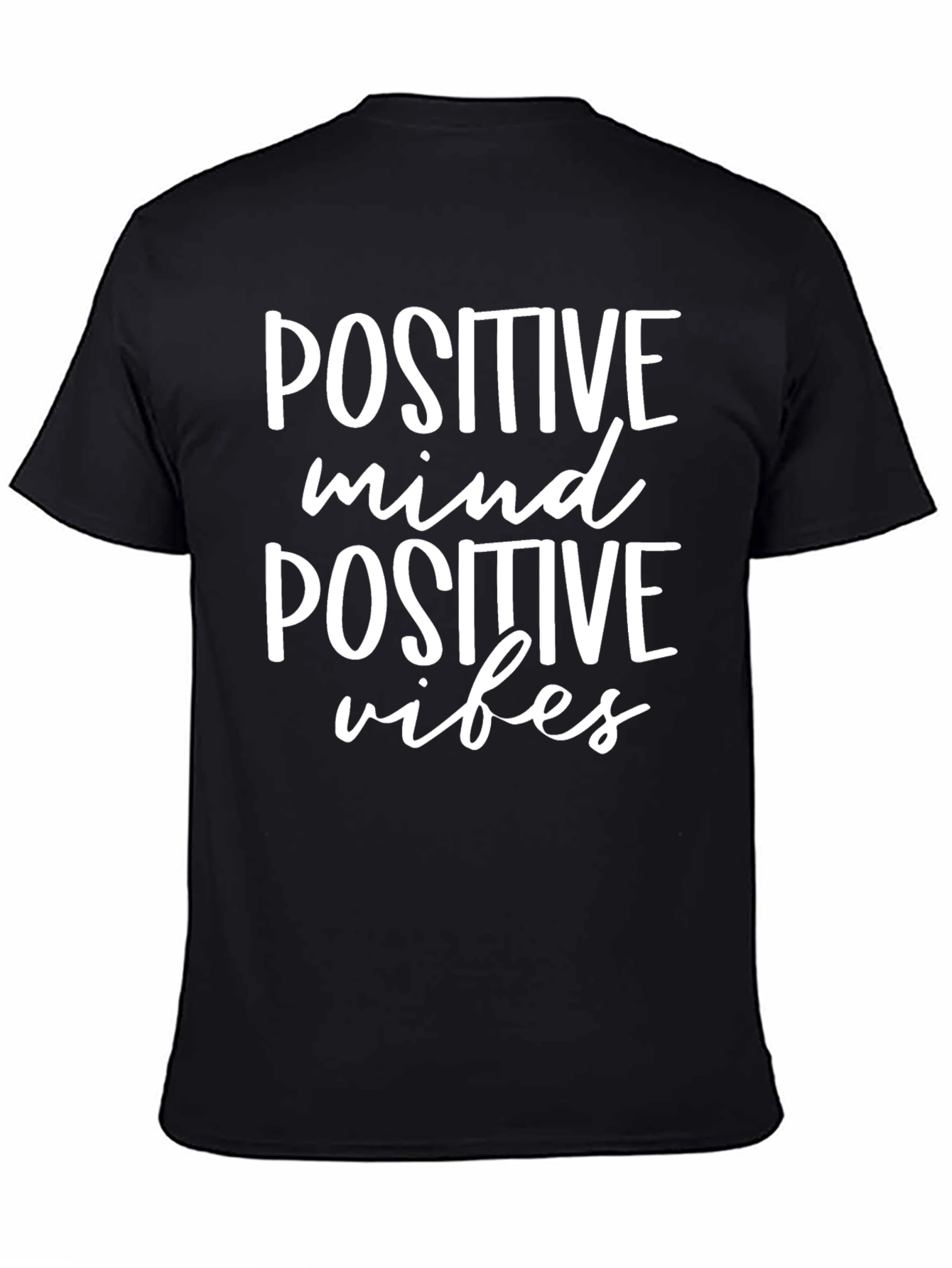 Black Positive Mind Vibes Graphic Tee - Black view 4