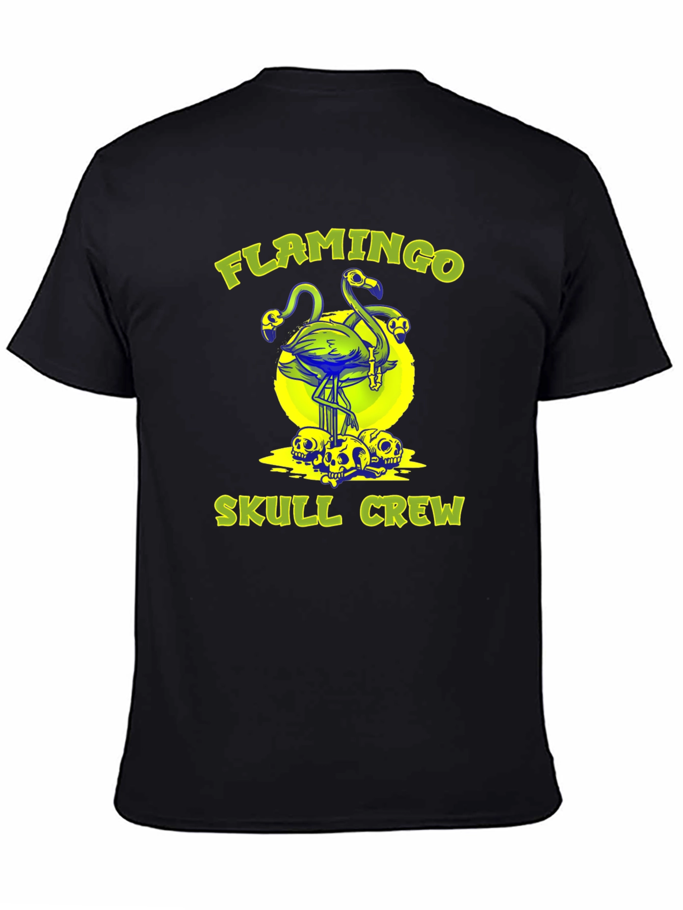 Black Flamingo Skull Crew Graphic Tee - Unique Design view 4