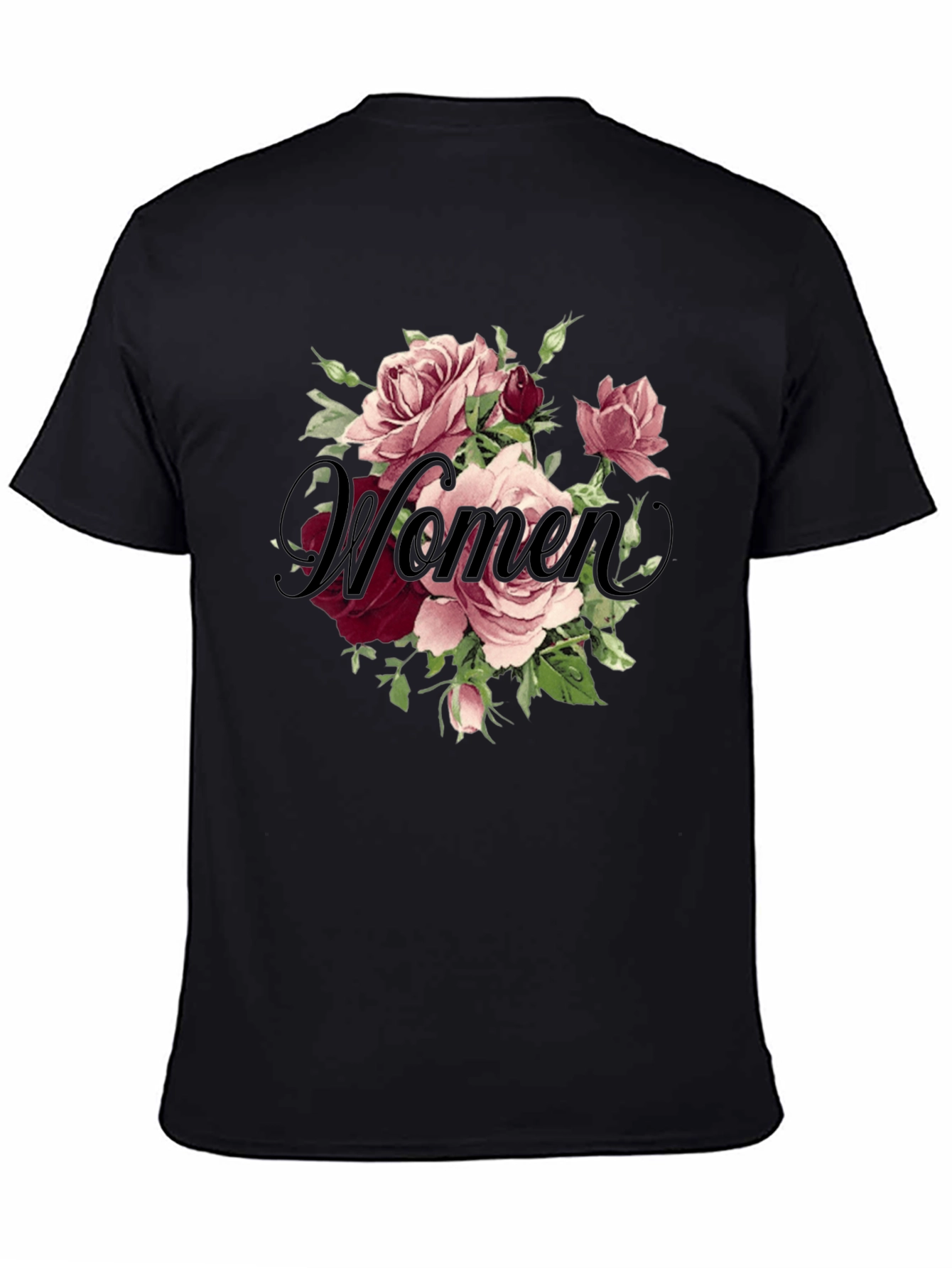 Black Floral Women's T-Shirt - Elegant Design view 4