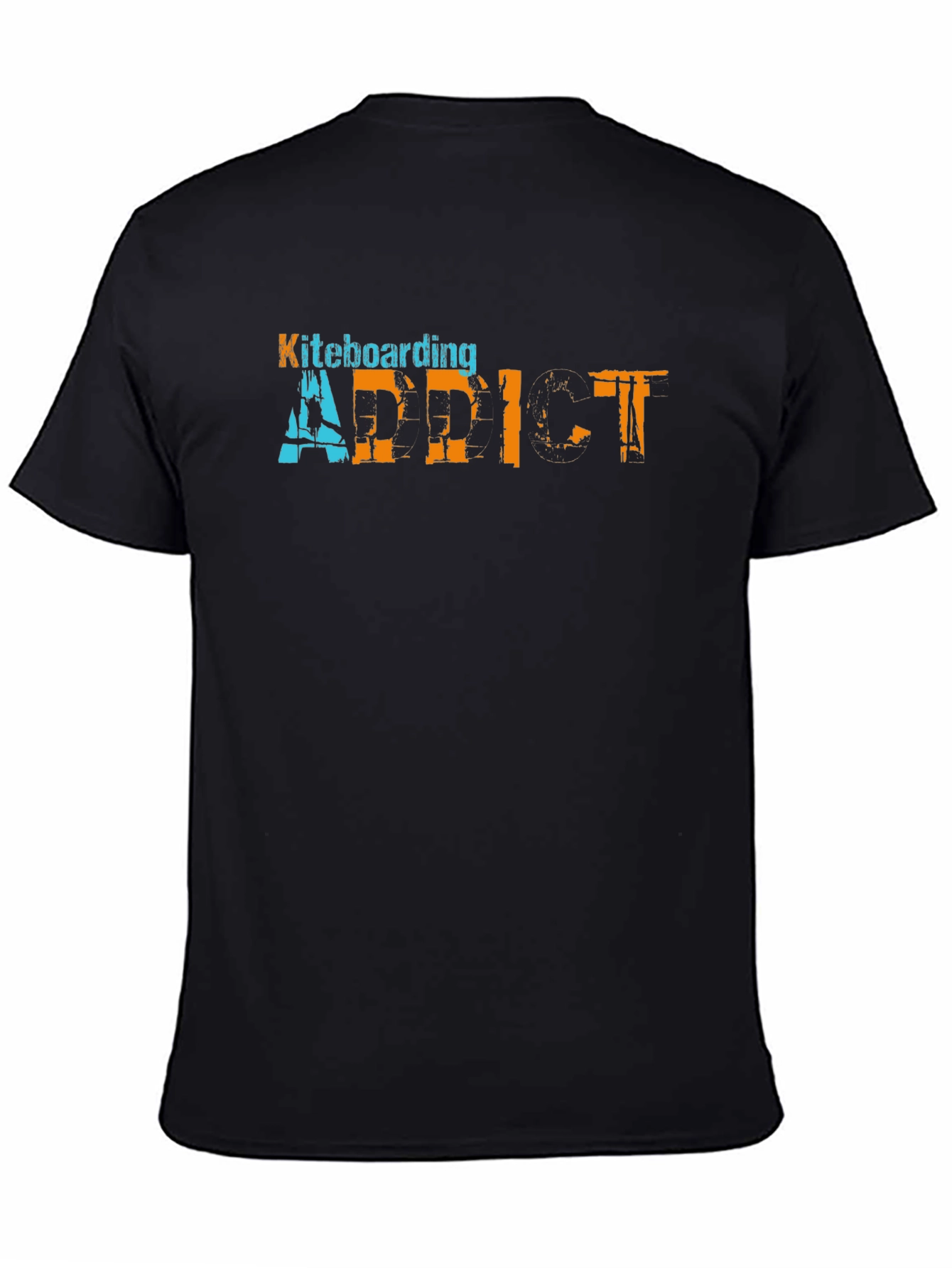 Black Kiteboarding Addict Graphic Tee - Black Cotton T-Shirt view 4
