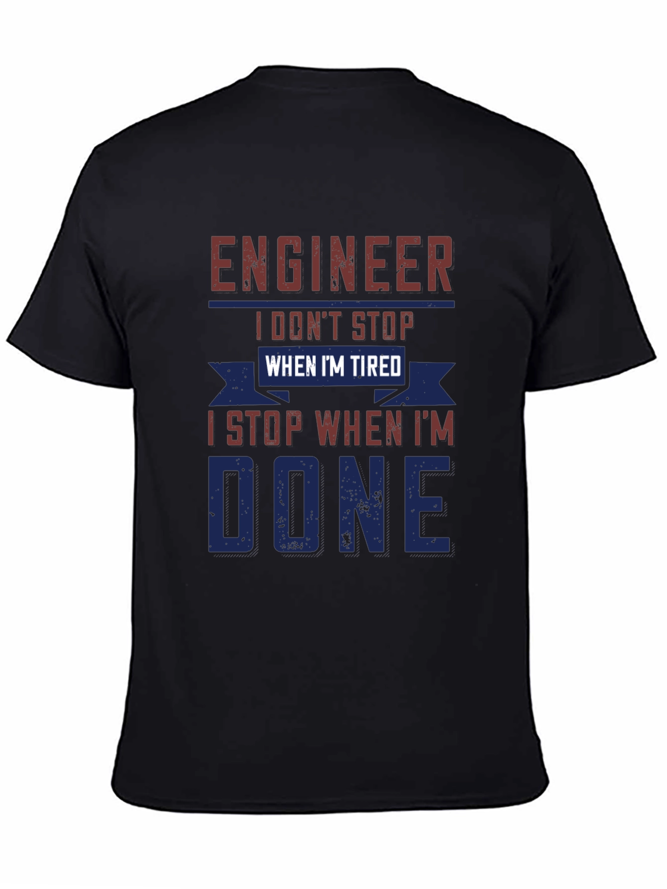 Black Engineer Tired Done T-Shirt Funny Job Gift view 4