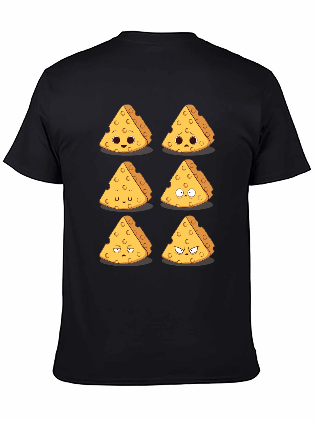 Black Funny Cheese Expression T-Shirt - Black view 4