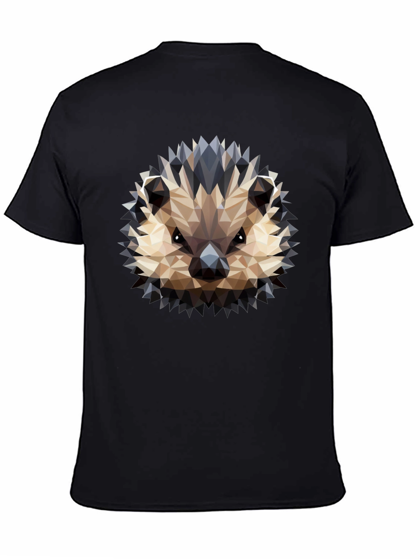 Black Geometric Hedgehog Graphic Black T-Shirt view 4