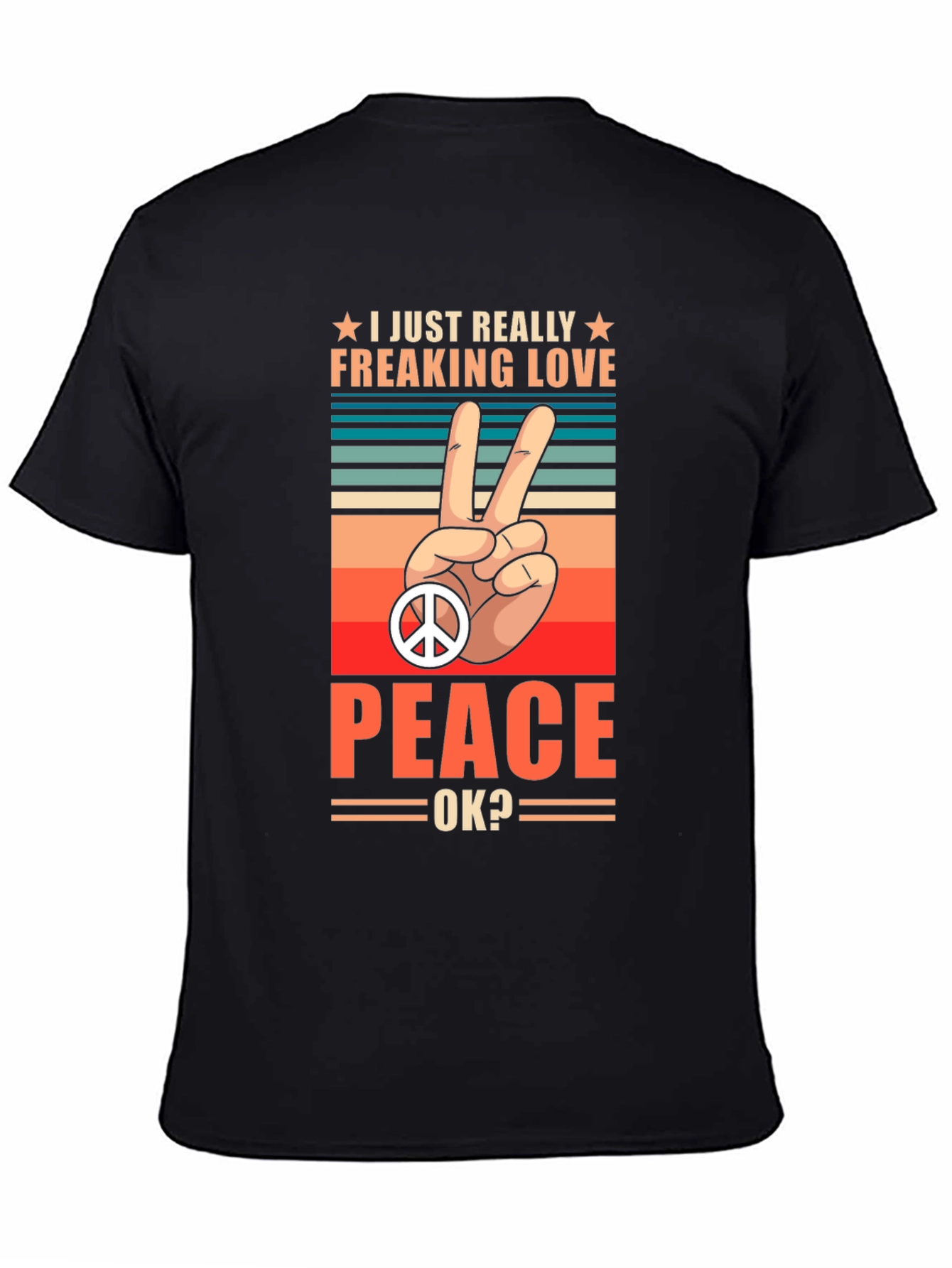 Black Peace Love T-Shirt - Retro Graphic Tee view 4