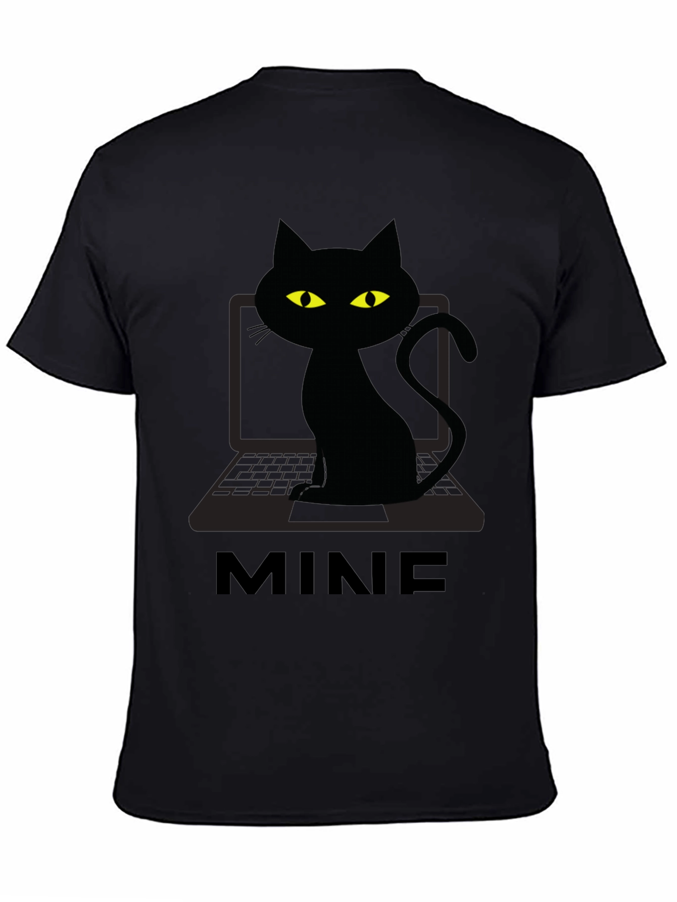Black MINE Cat Laptop Graphic Tee - Black view 4