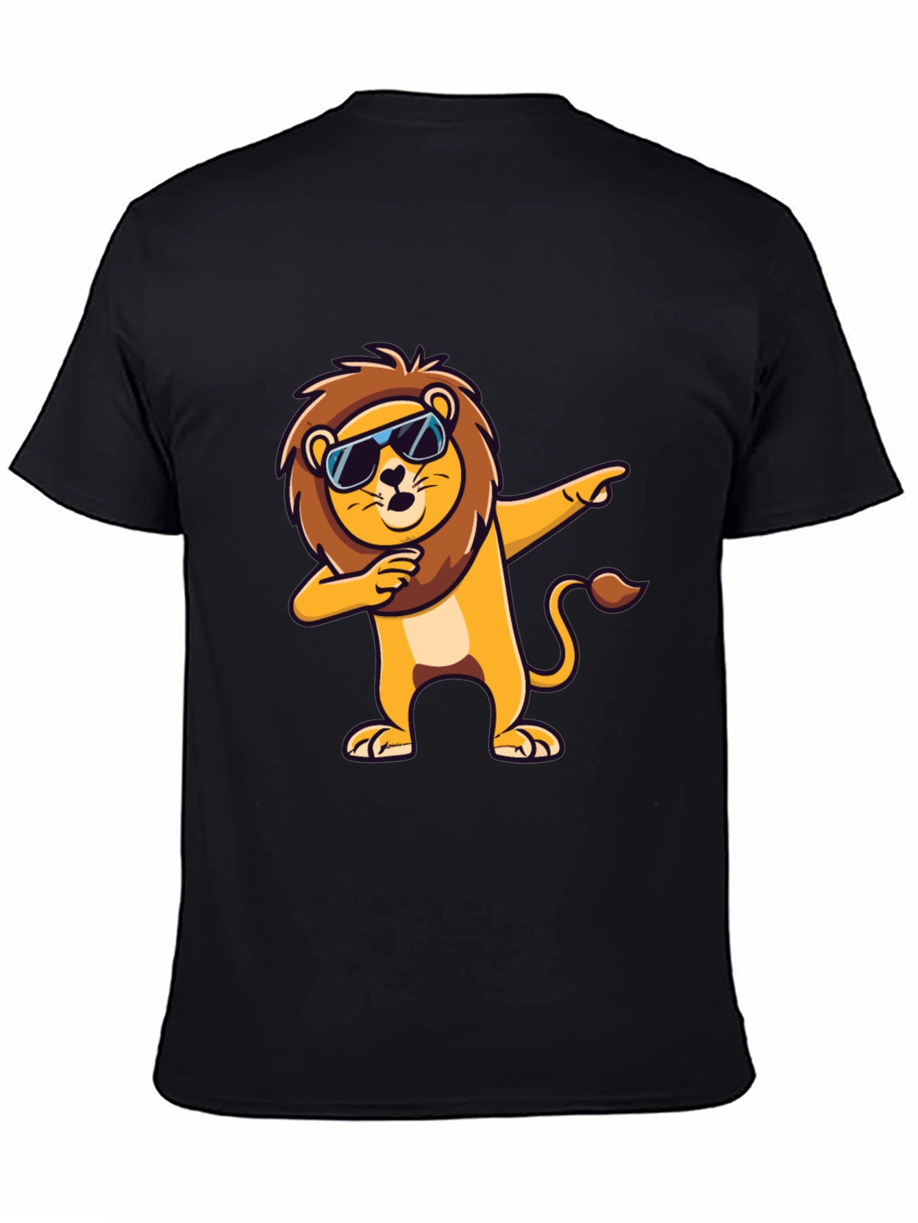 Black Cool Lion Dabbing Graphic Tee - Black T-Shirt view 4
