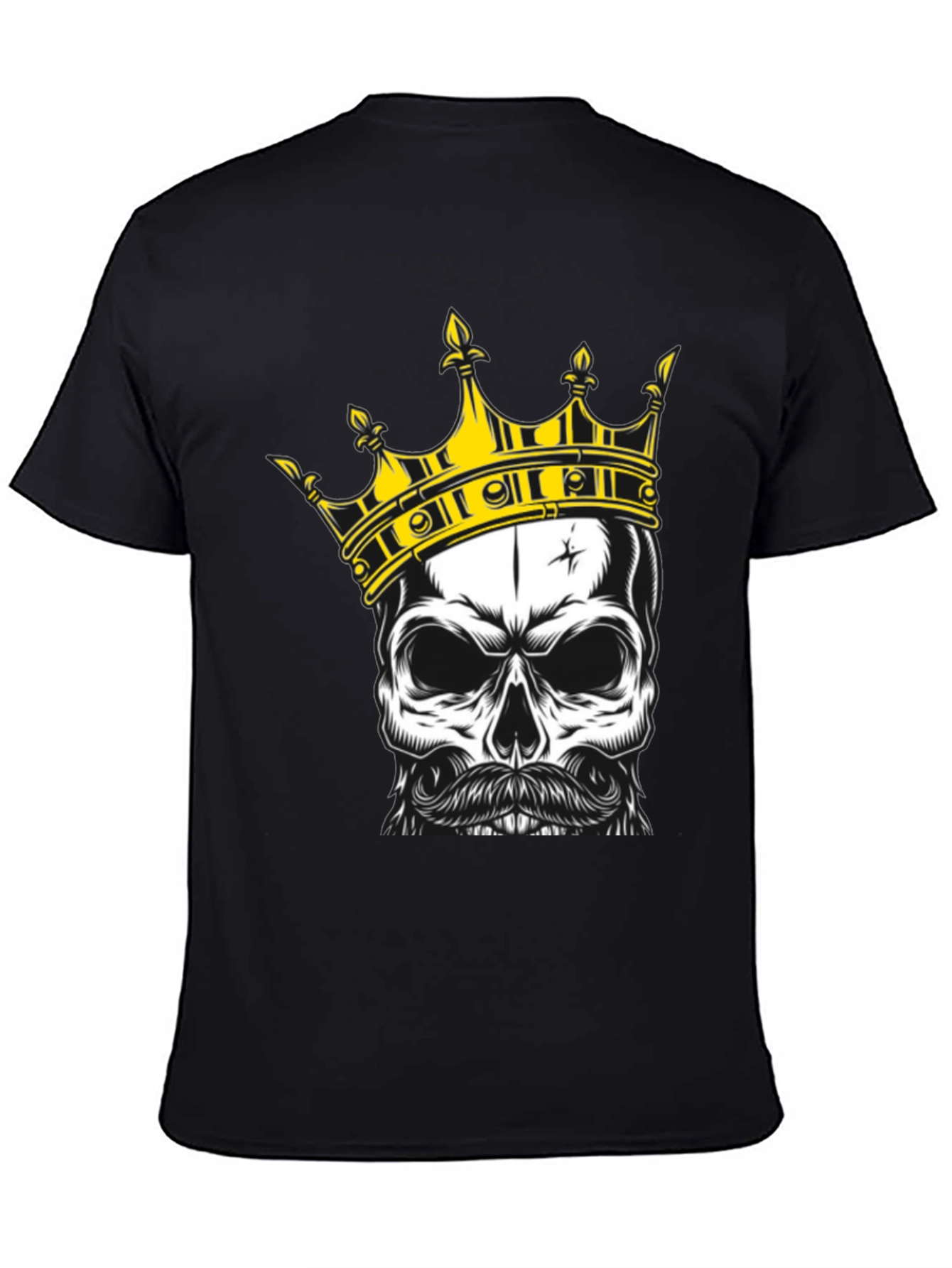 Black Skull King Graphic Tee - Black Cotton T-Shirt view 4