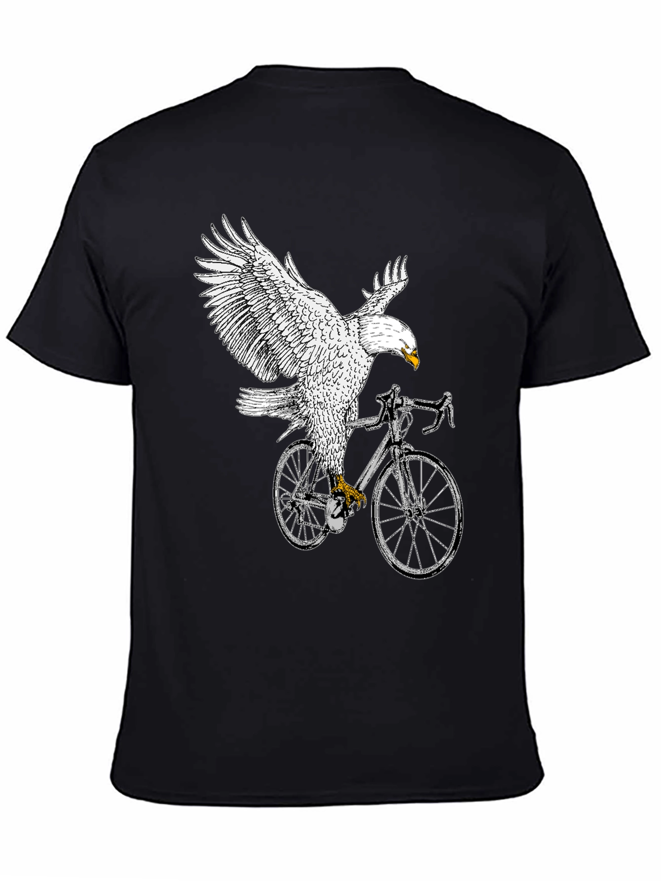 Black Eagle Riding Bike Graphic Tee - Black view 4
