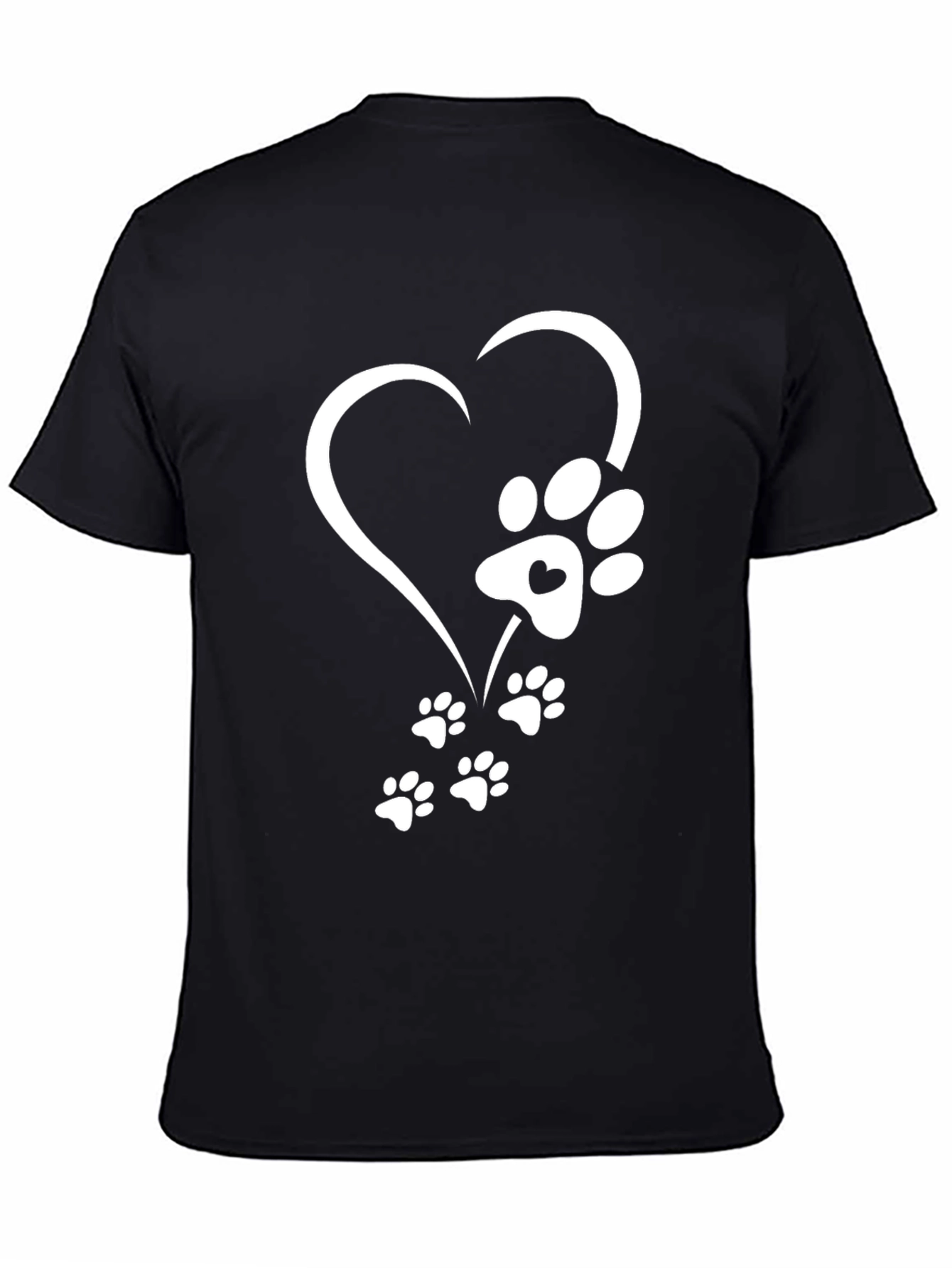 Black Heart Paw Print Graphic Tee - Black view 4