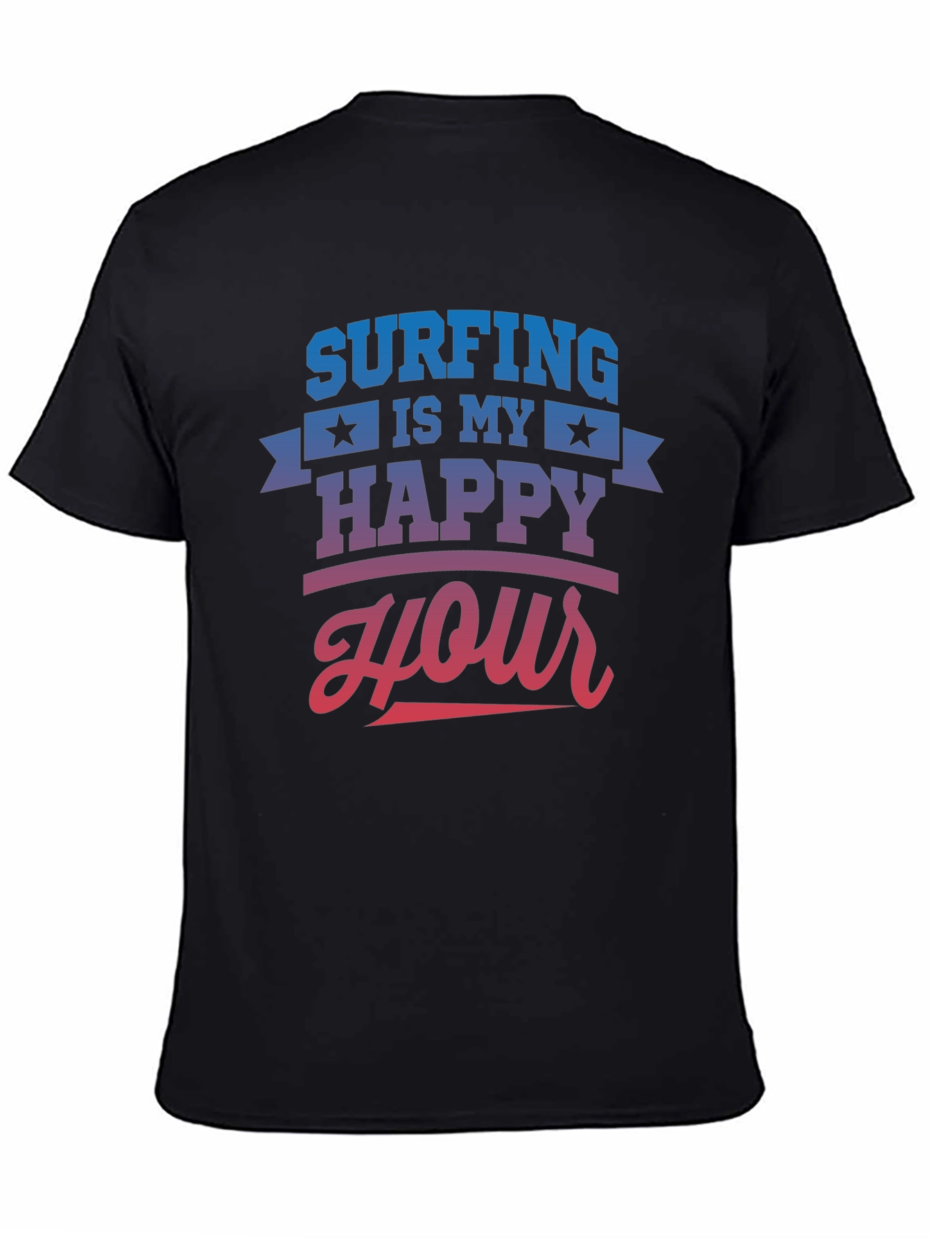 Black Surfing is My Happy Hour Black T-Shirt view 4