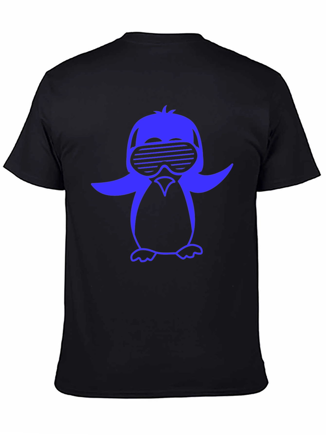 Black Cool Penguin Graphic Tee - Black Cotton Blend Shirt view 4
