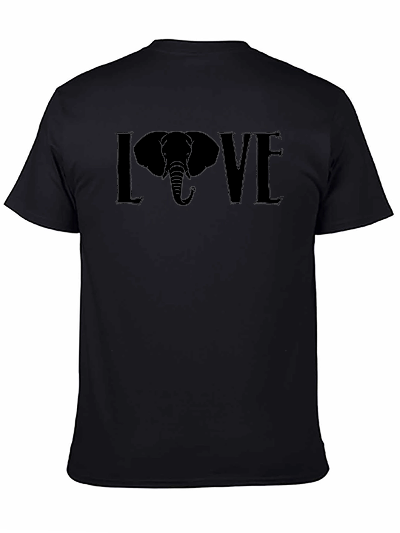 Black Elephant LOVE Graphic Tee - Unisex Black T-Shirt view 4