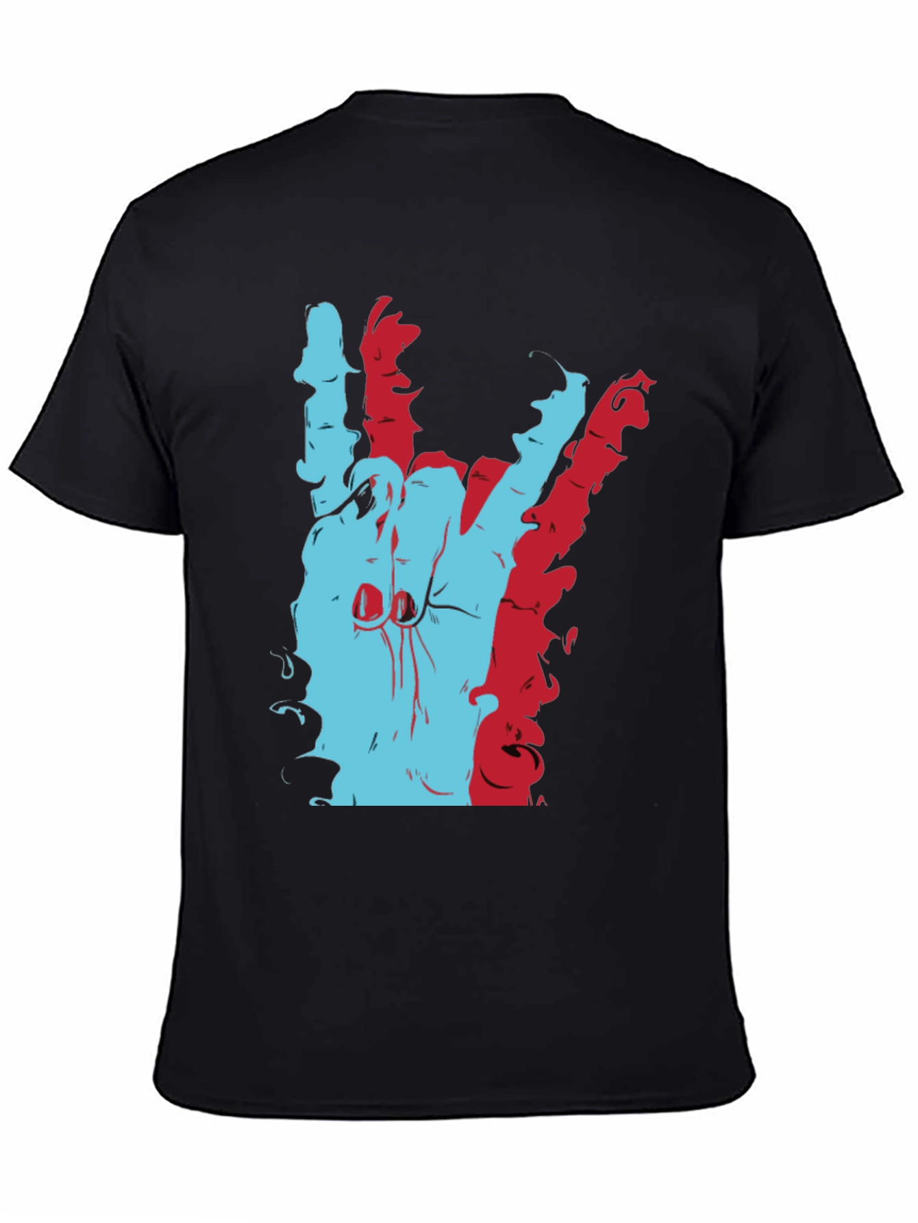 Black Retro Hand Sign T-Shirt - Cool Graphic Tee view 4