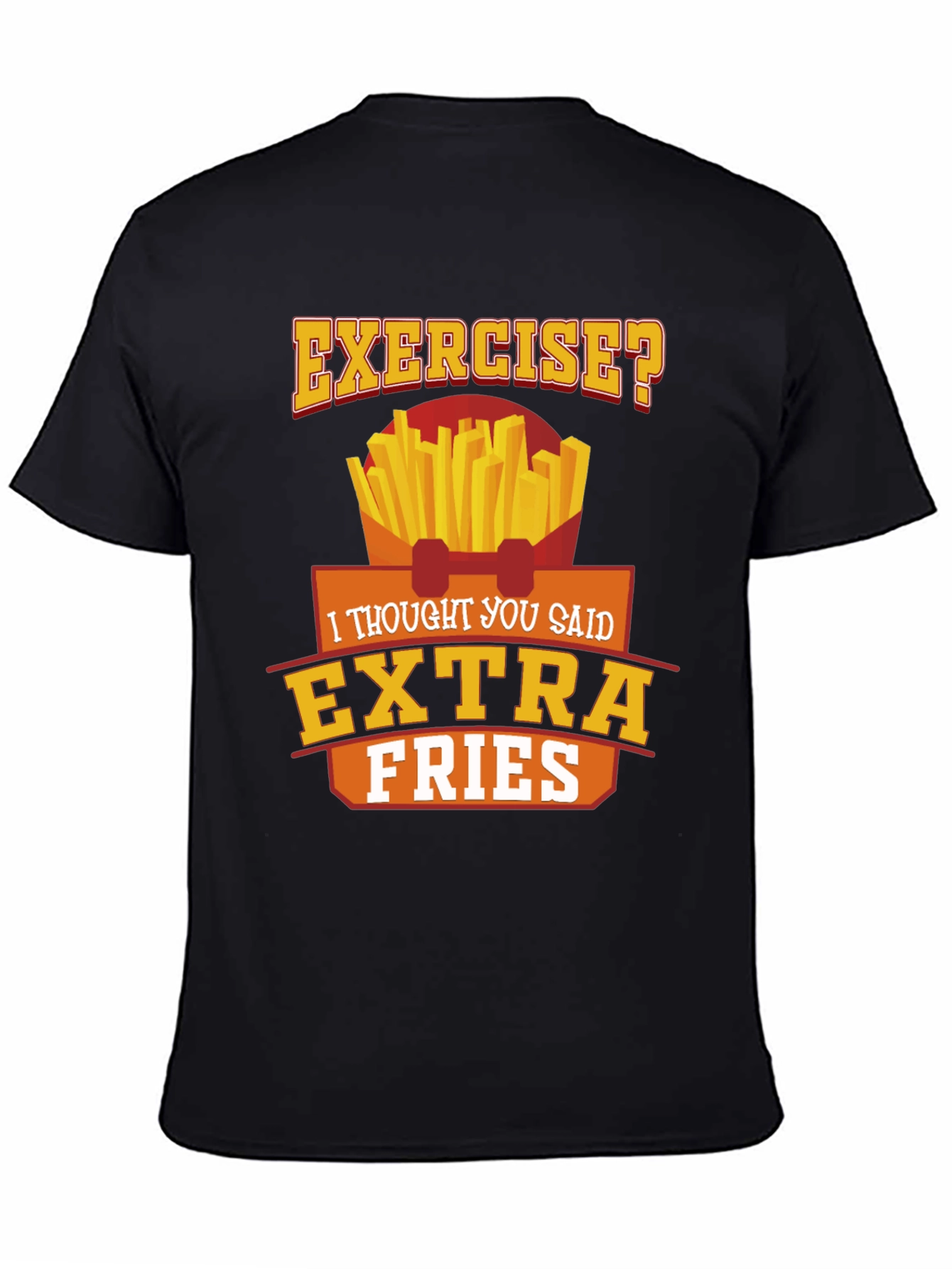 Black Exercise? Extra Fries Black Graphic Tee view 4