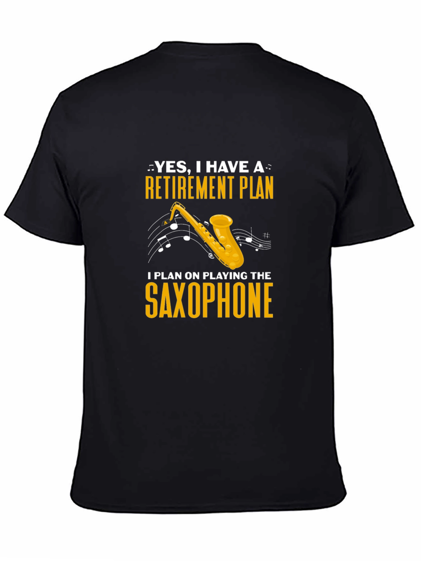 Black Retirement Plan Saxophone T-Shirt view 4