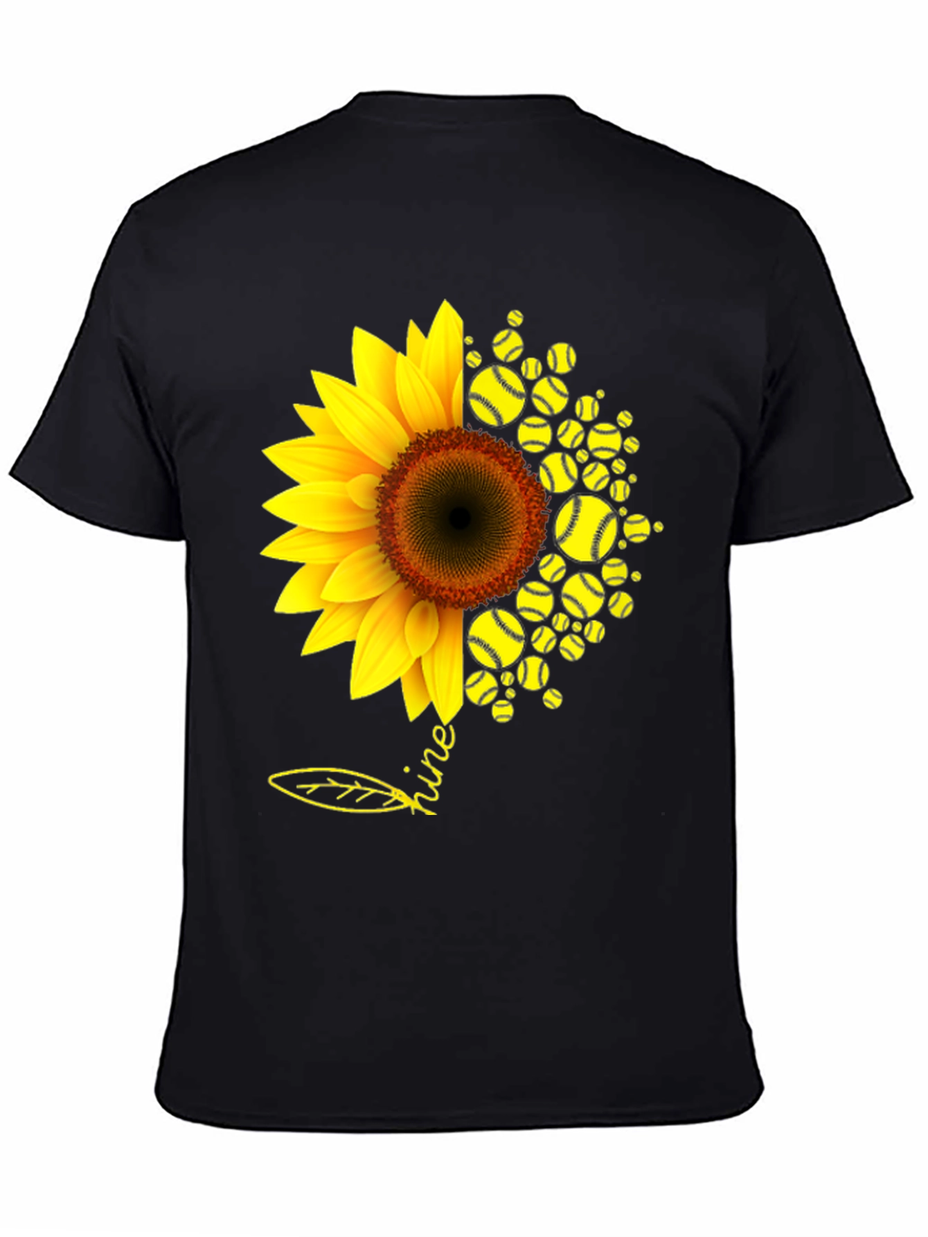 Black Sunflower Softball T-Shirt - Shine Bright! view 4