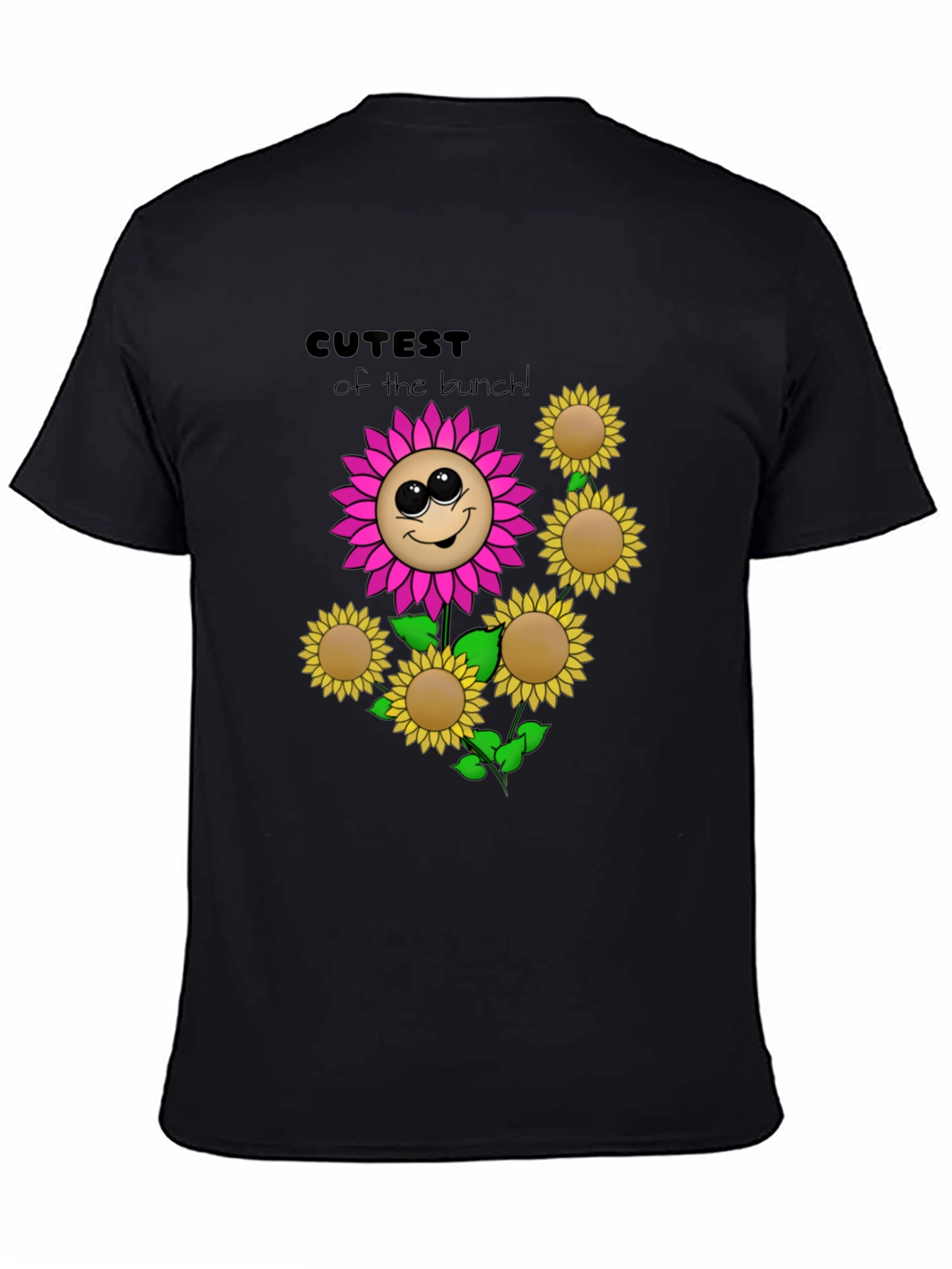 Black Cute Flower Graphic Black T-Shirt view 4