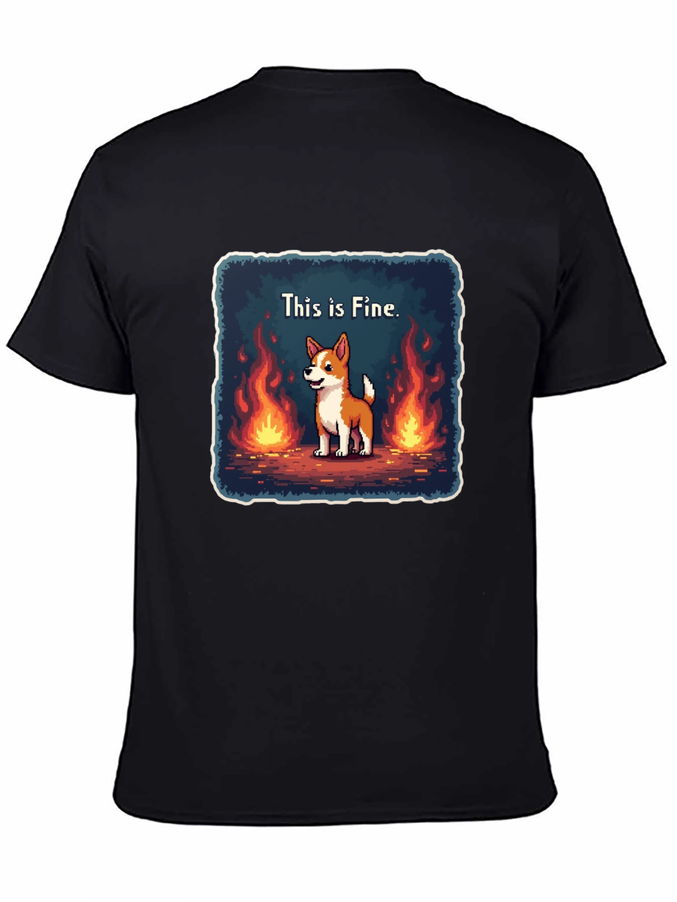 Black This Is Fine Dog Meme T-Shirt - Burning Situation Comfort Tee view 4