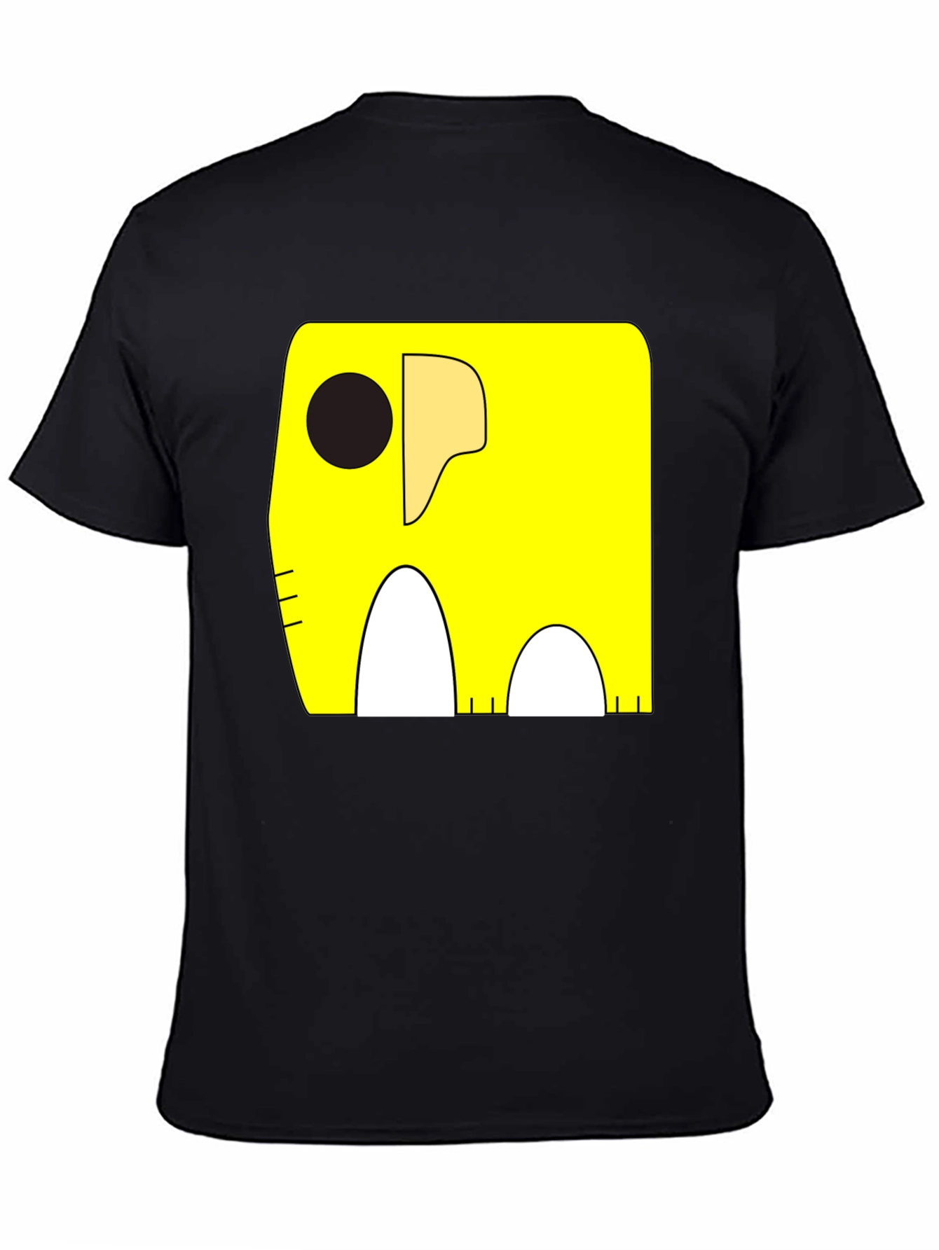 Black Cartoon Elephant Graphic Tee - Black Cotton Casual Shirt view 4