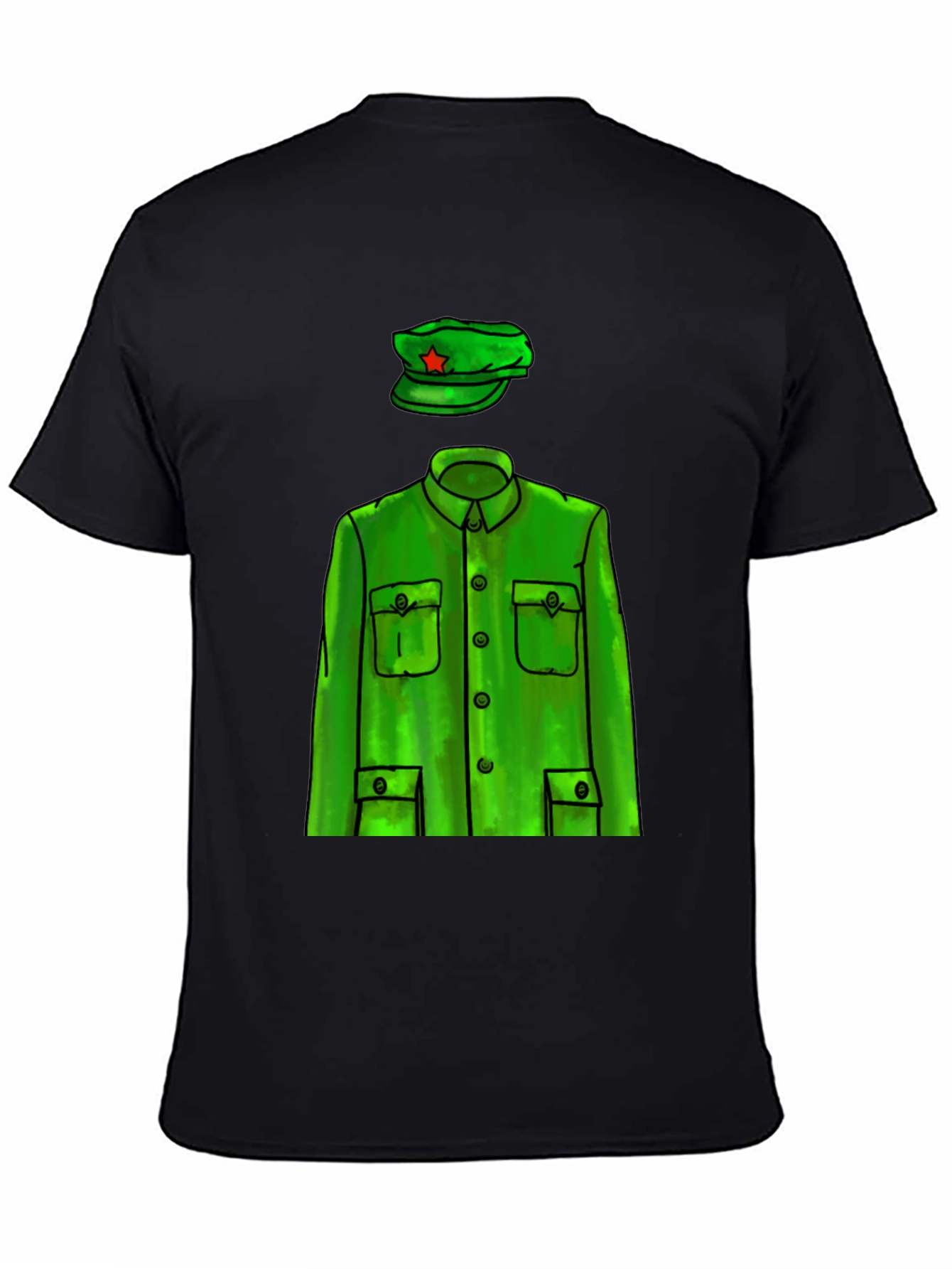 Black Retro Green Uniform T-Shirt view 4