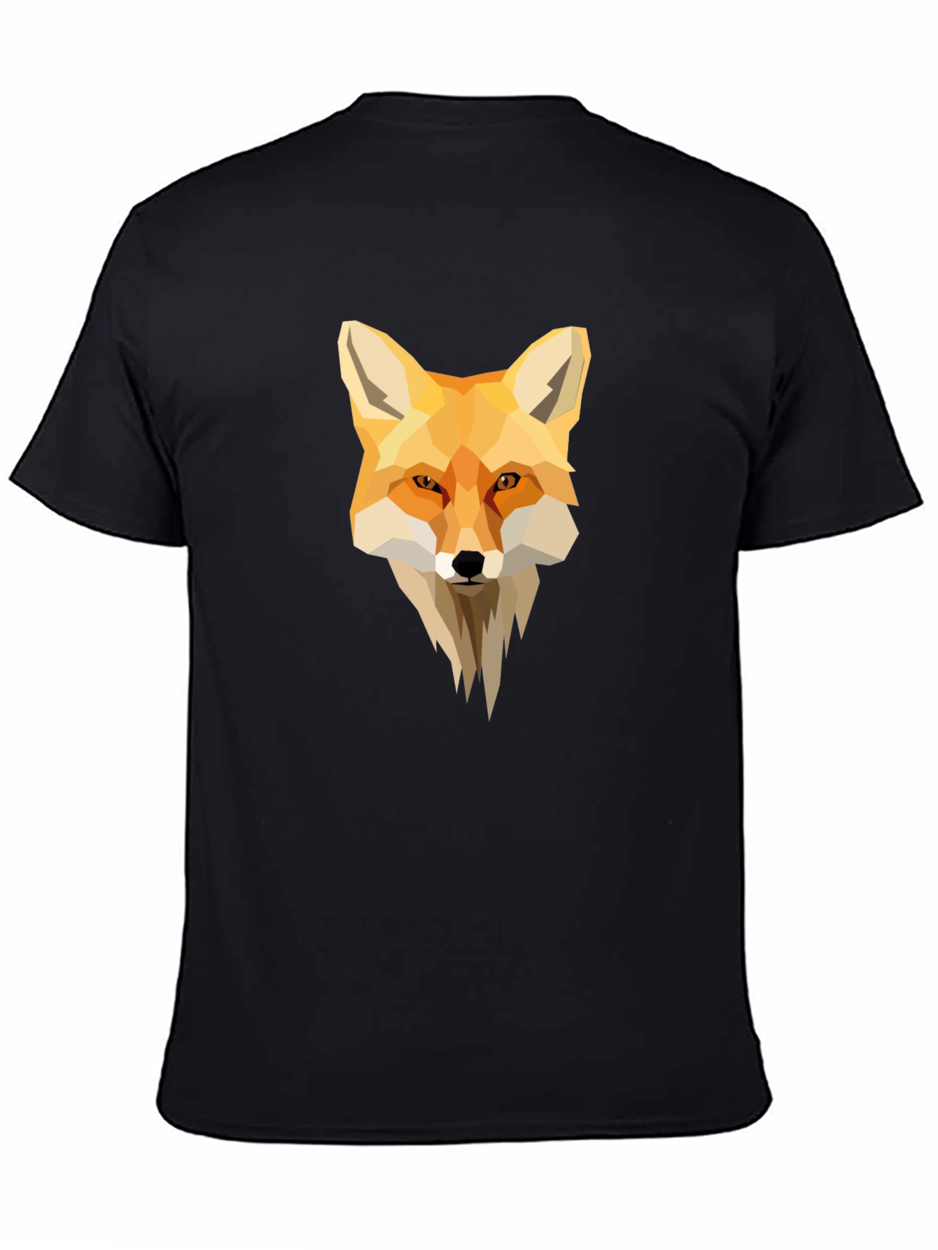 Black Geometric Fox Graphic Black T-Shirt view 4