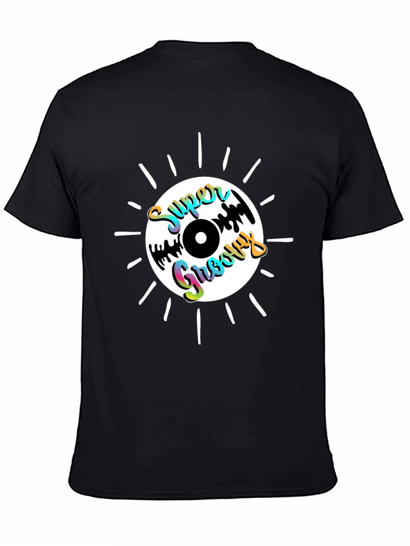 Black Super Groovy Record Graphic T-Shirt view 4