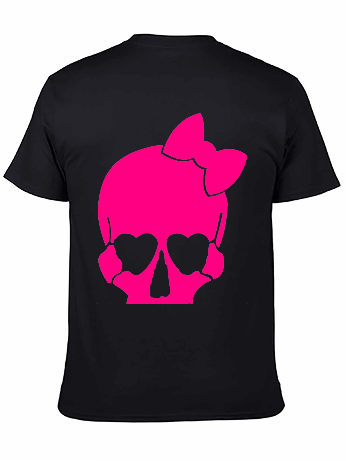 Black Skull Bow T-Shirt - Pink Gothic Style view 4