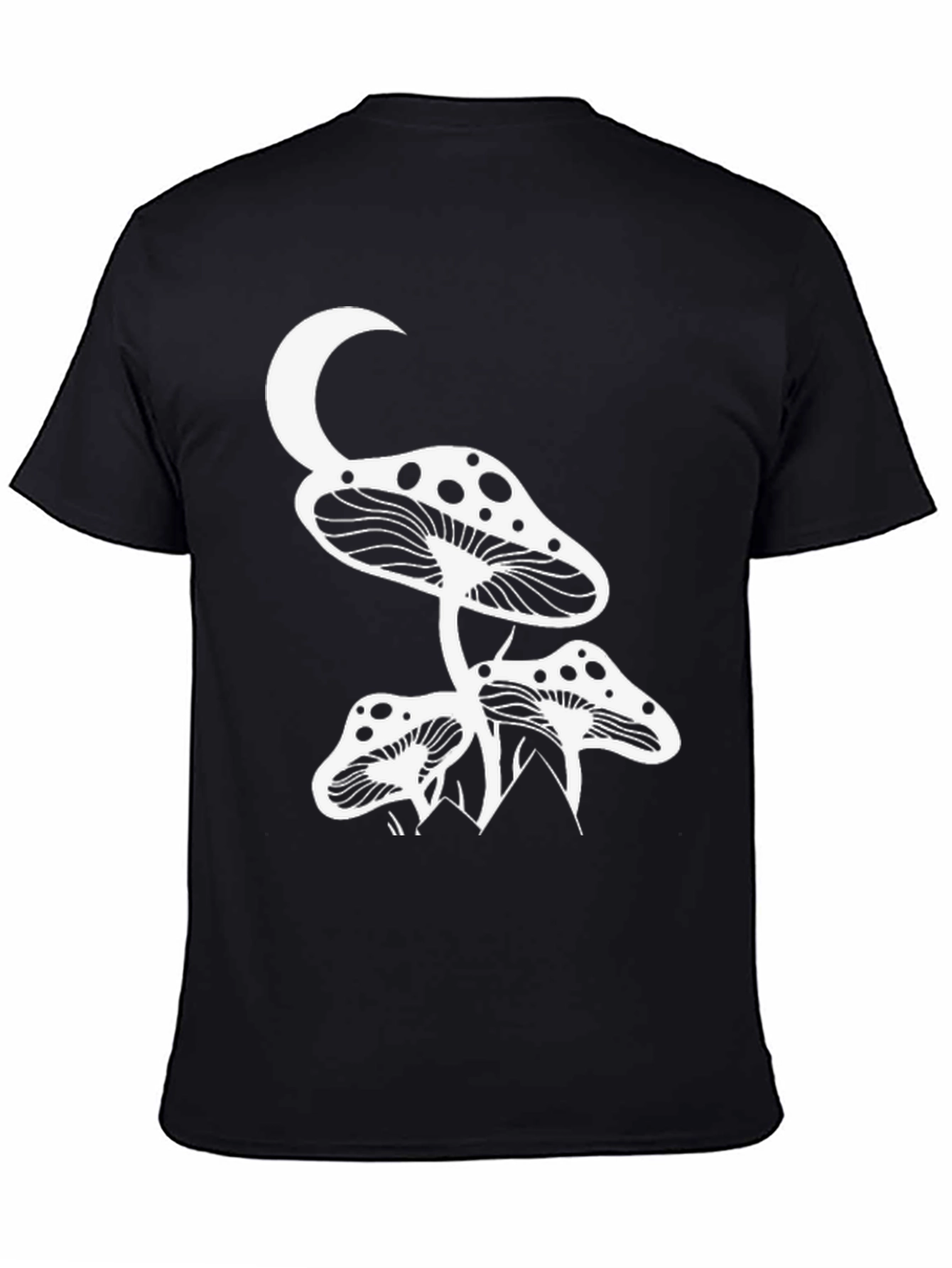 Black Mushroom Moon Graphic Tee - Black Cotton T-Shirt view 4