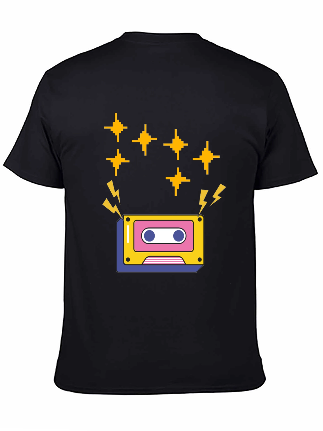 Black Retro Cassette Tape Graphic Tee - Black Short Sleeve Shirt view 4