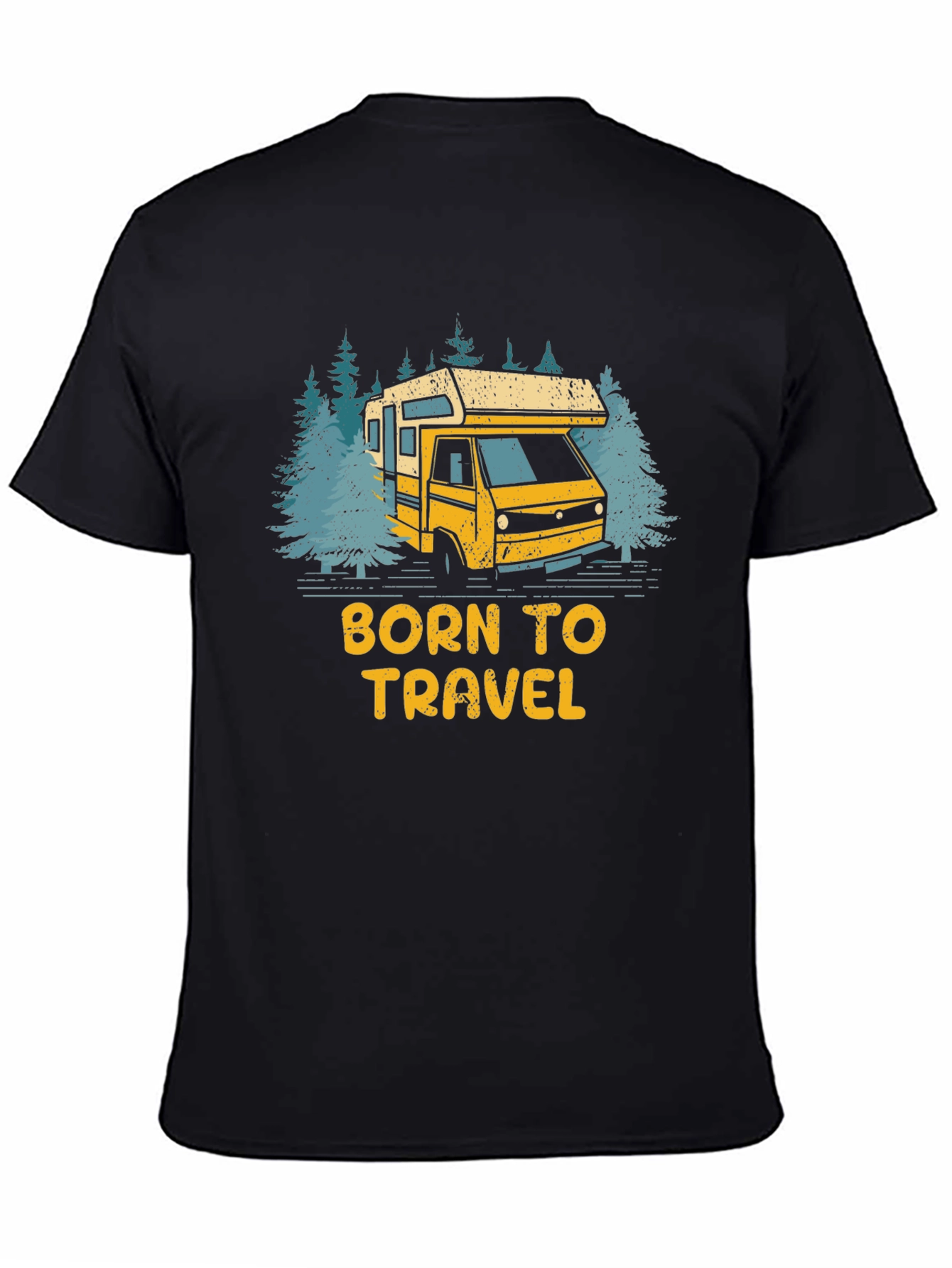 Black Born to Travel RV Camping T-Shirt view 4
