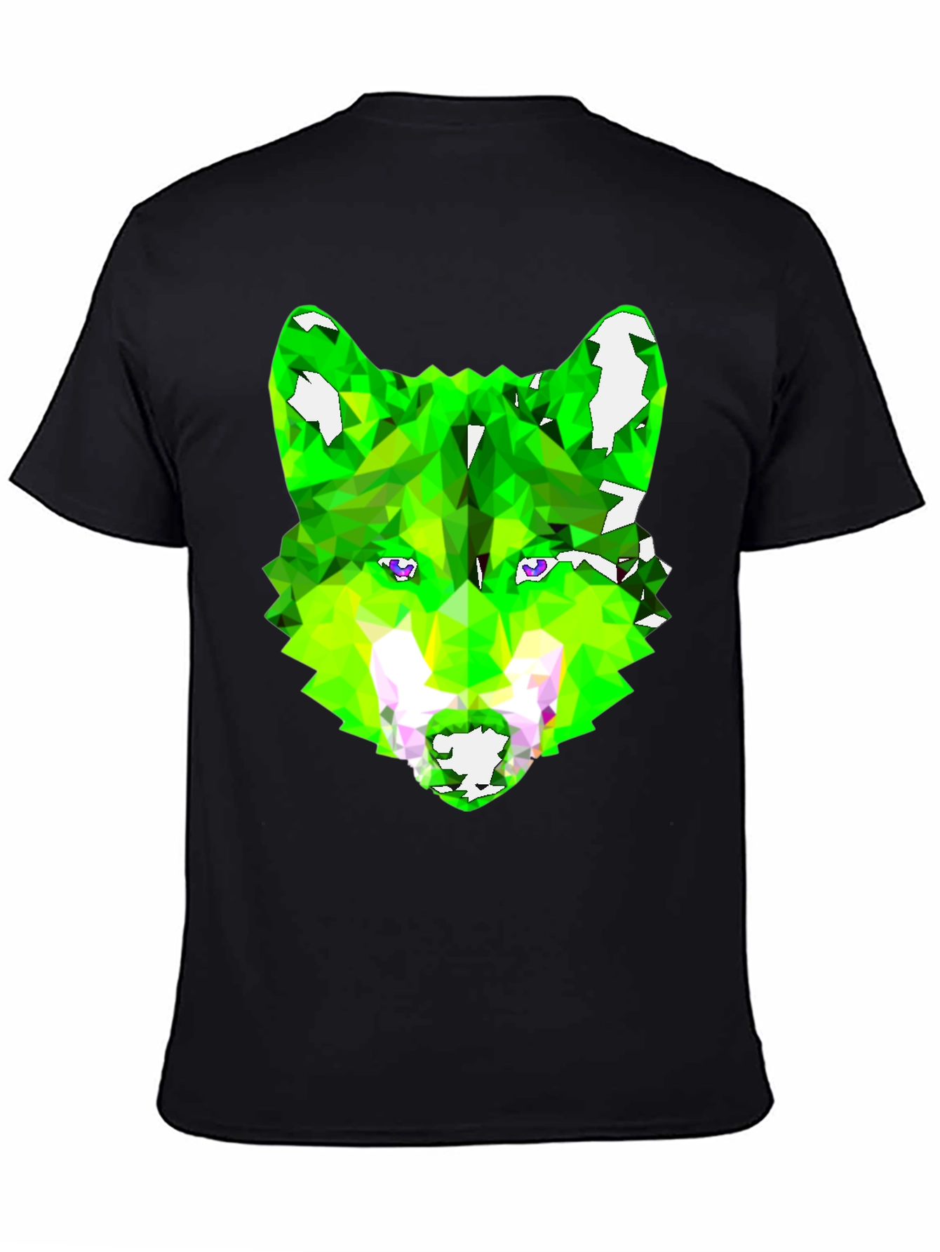 Black Geometric Wolf Graphic Tee - Black view 4