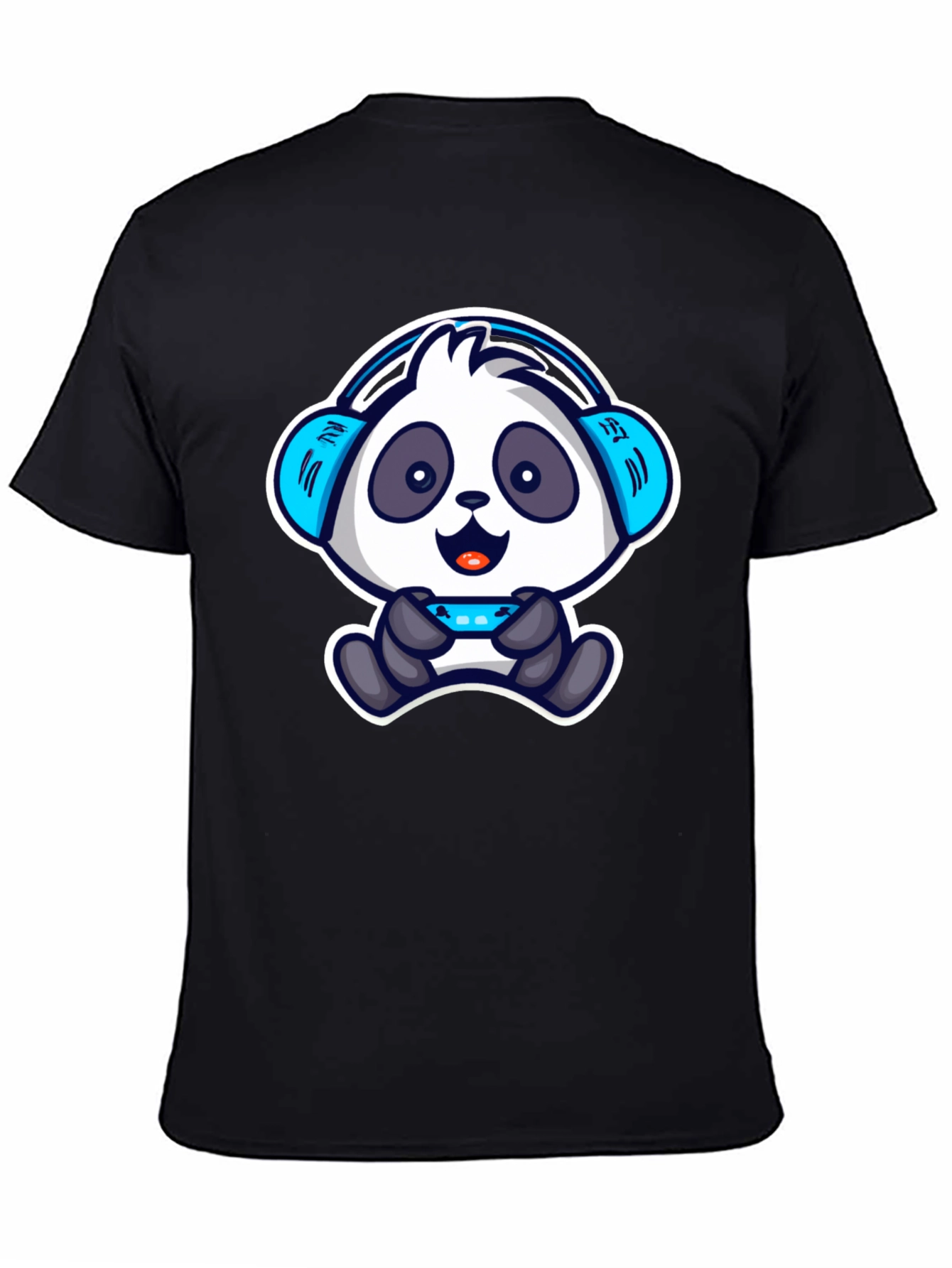 Black Gamer Panda T-Shirt - Cool Cartoon Design view 4