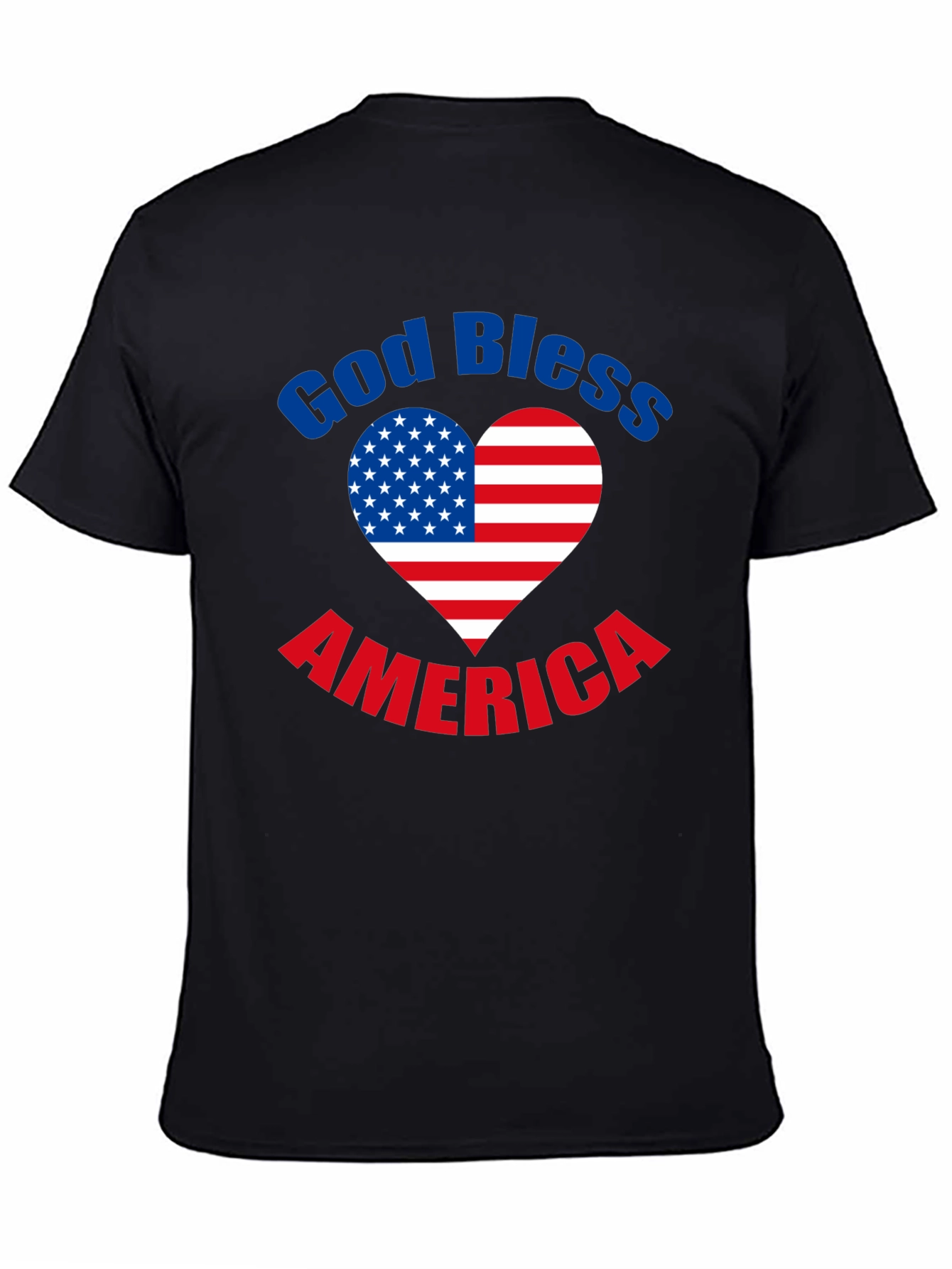 Black God Bless America T-Shirt Patriotic Heart Flag Tee view 4