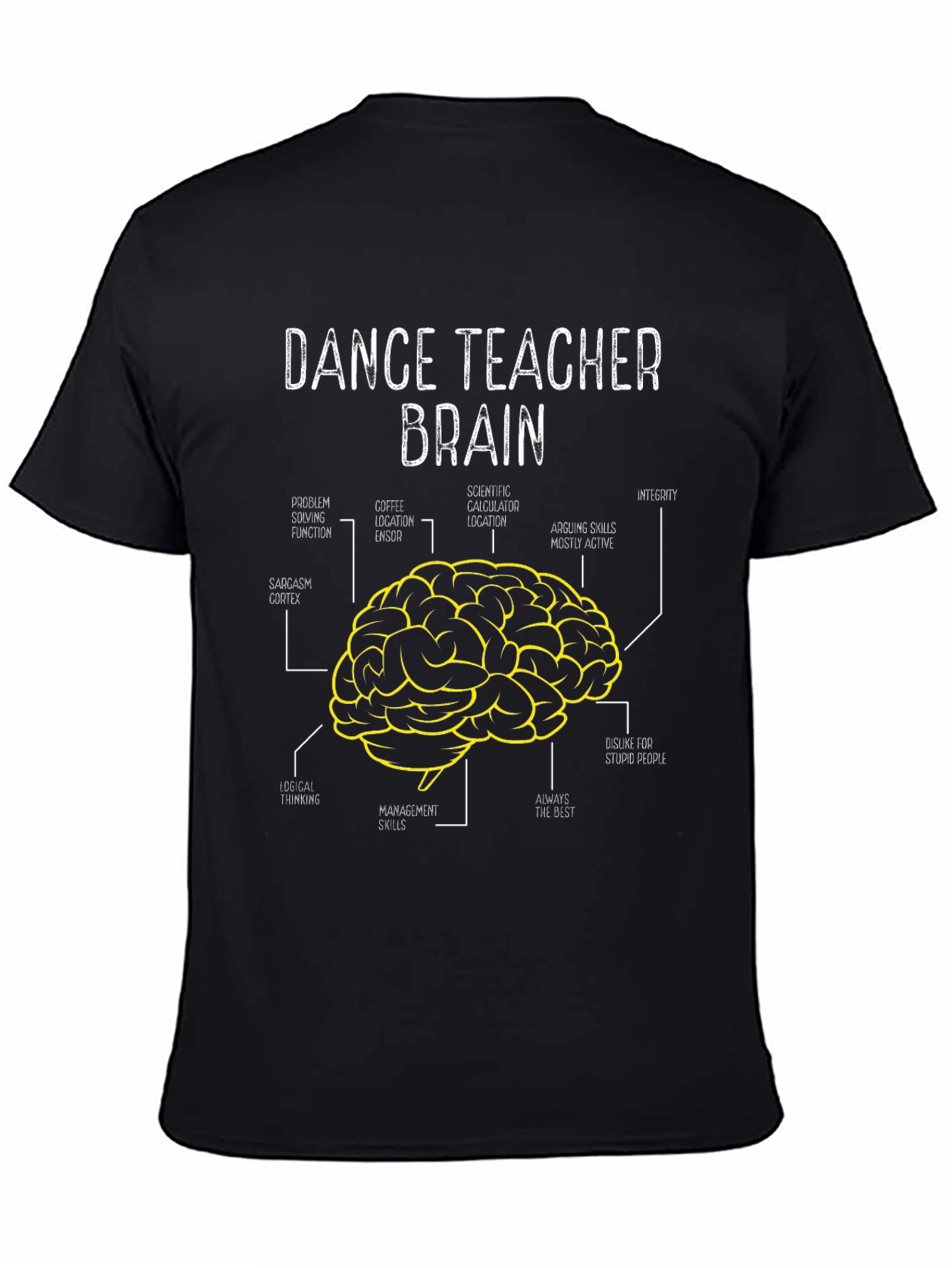 Black Dance Teacher Brain Diagram T-Shirt view 4