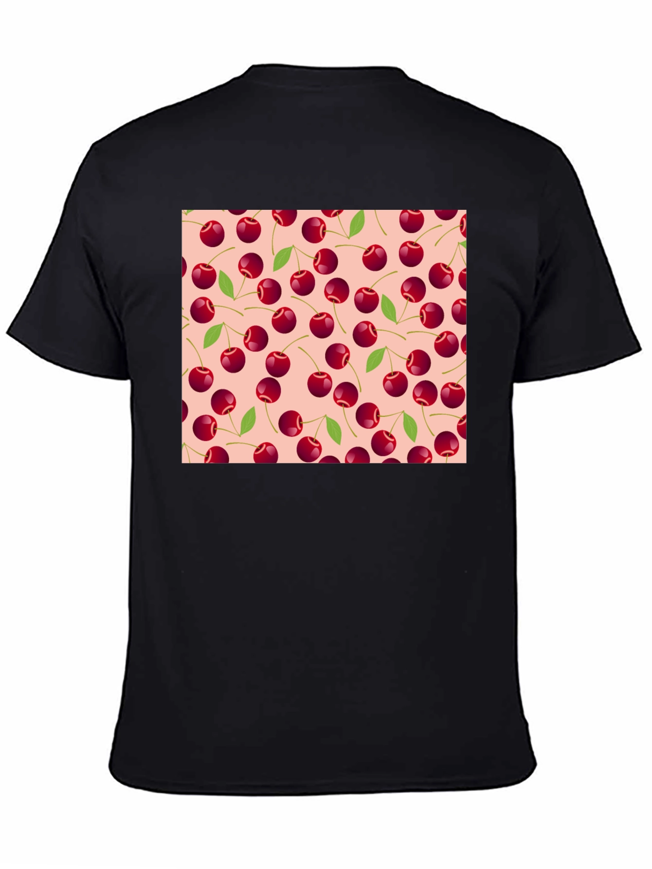 Black Cherry Pattern Tee - Black Cotton Casual view 4