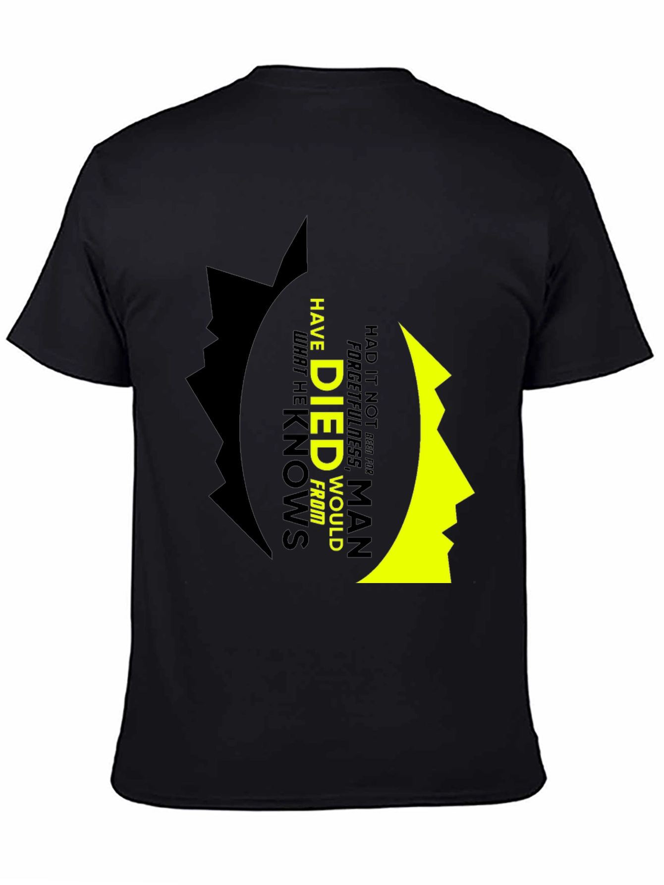 Black Philosophical T-Shirt: Forgetfulness Quote view 4