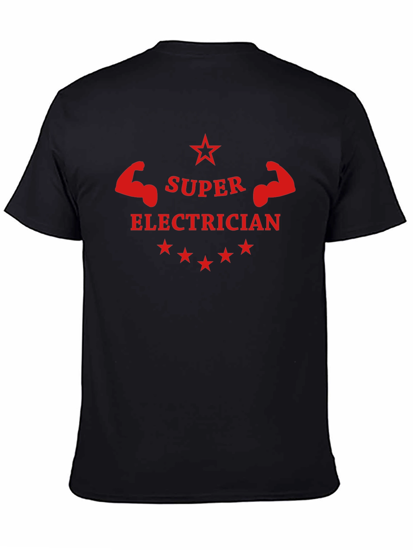 Black Super Electrician T-Shirt - Black Crew Neck view 4
