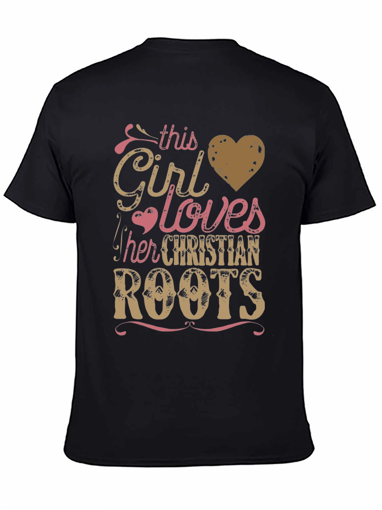 Black Christian Roots Girl T-Shirt, Faith-Based Apparel view 4