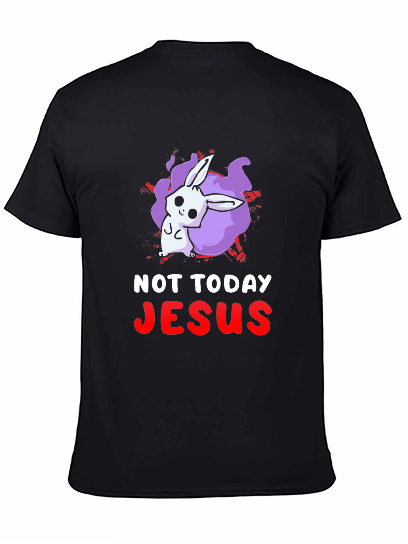 Black Not Today Jesus Bunny Graphic T-Shirt view 4