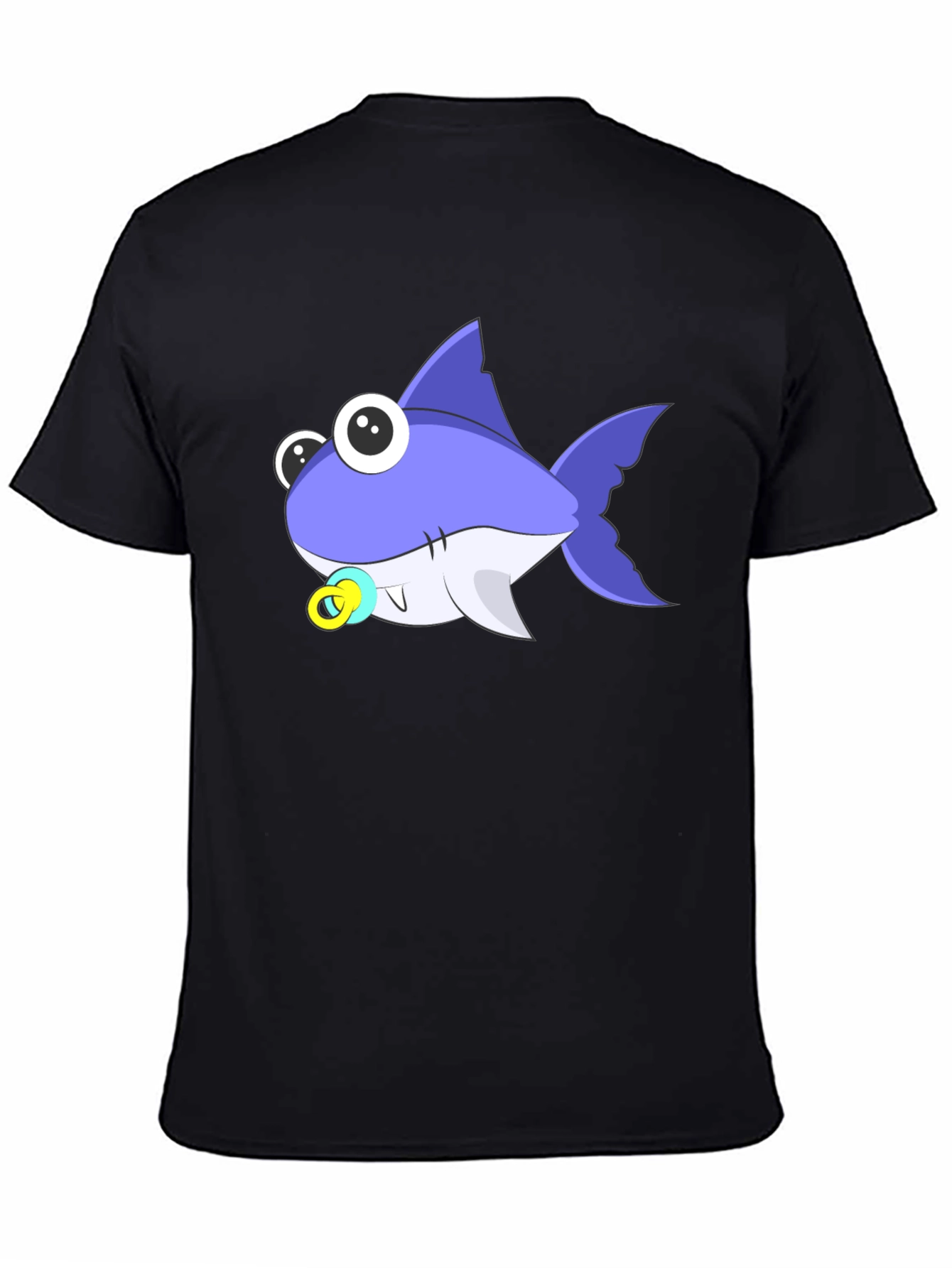 Black Cartoon Shark T-Shirt: Cute Baby Shark Design view 4