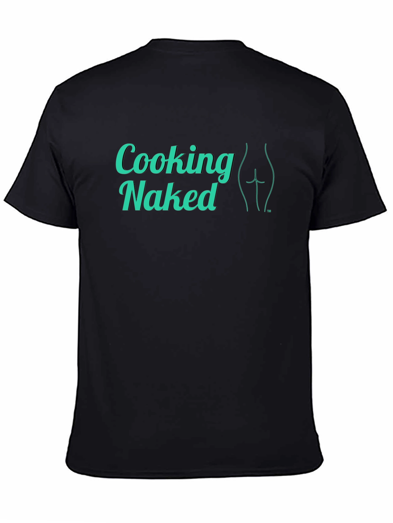 Black Cooking Naked Graphic Tee - Funny Novelty Shirt view 4