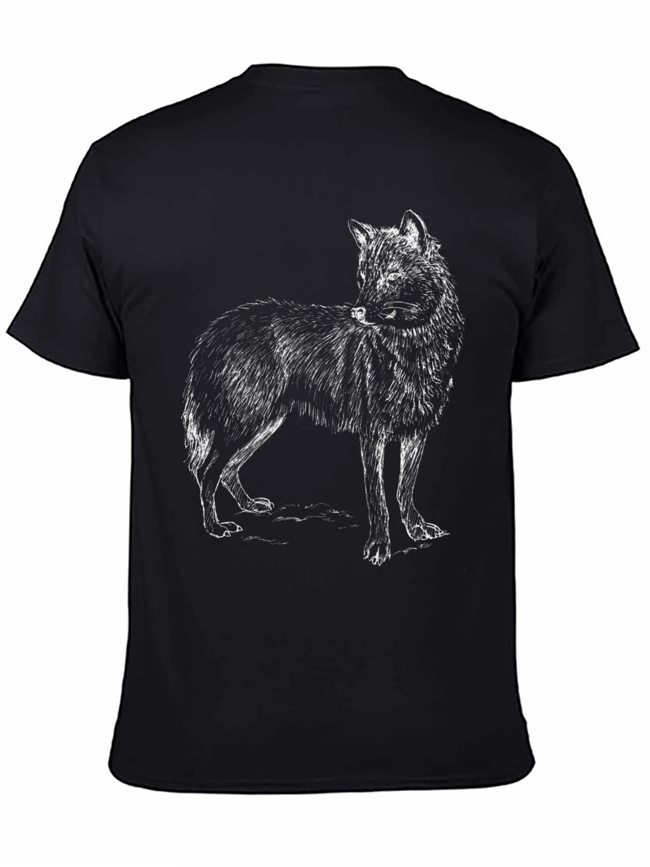 Black Black Wolf Graphic Tee - Men's Casual Cotton Shirt view 4